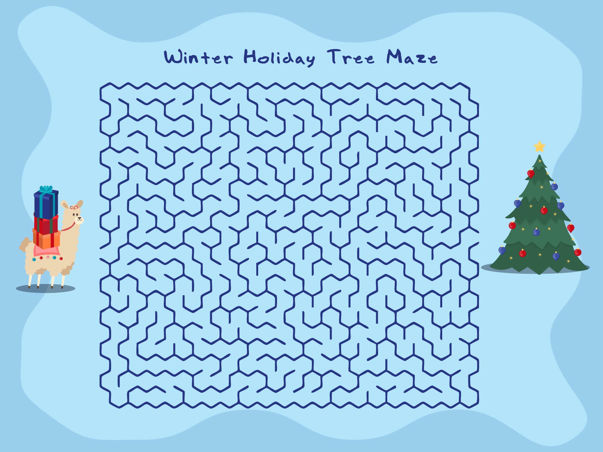 Winter Holiday Tree Maze Fun