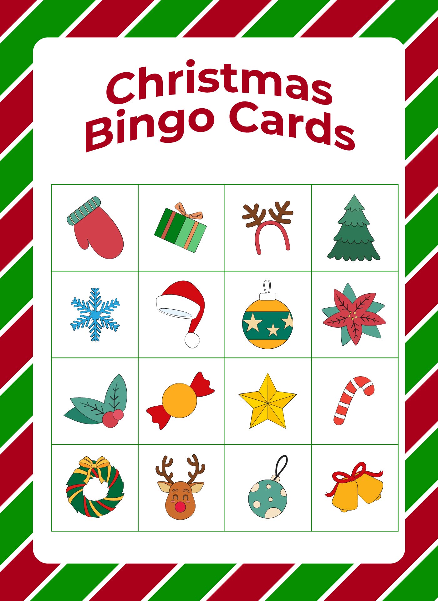 Christmas Bingo Cards for Adults to Print