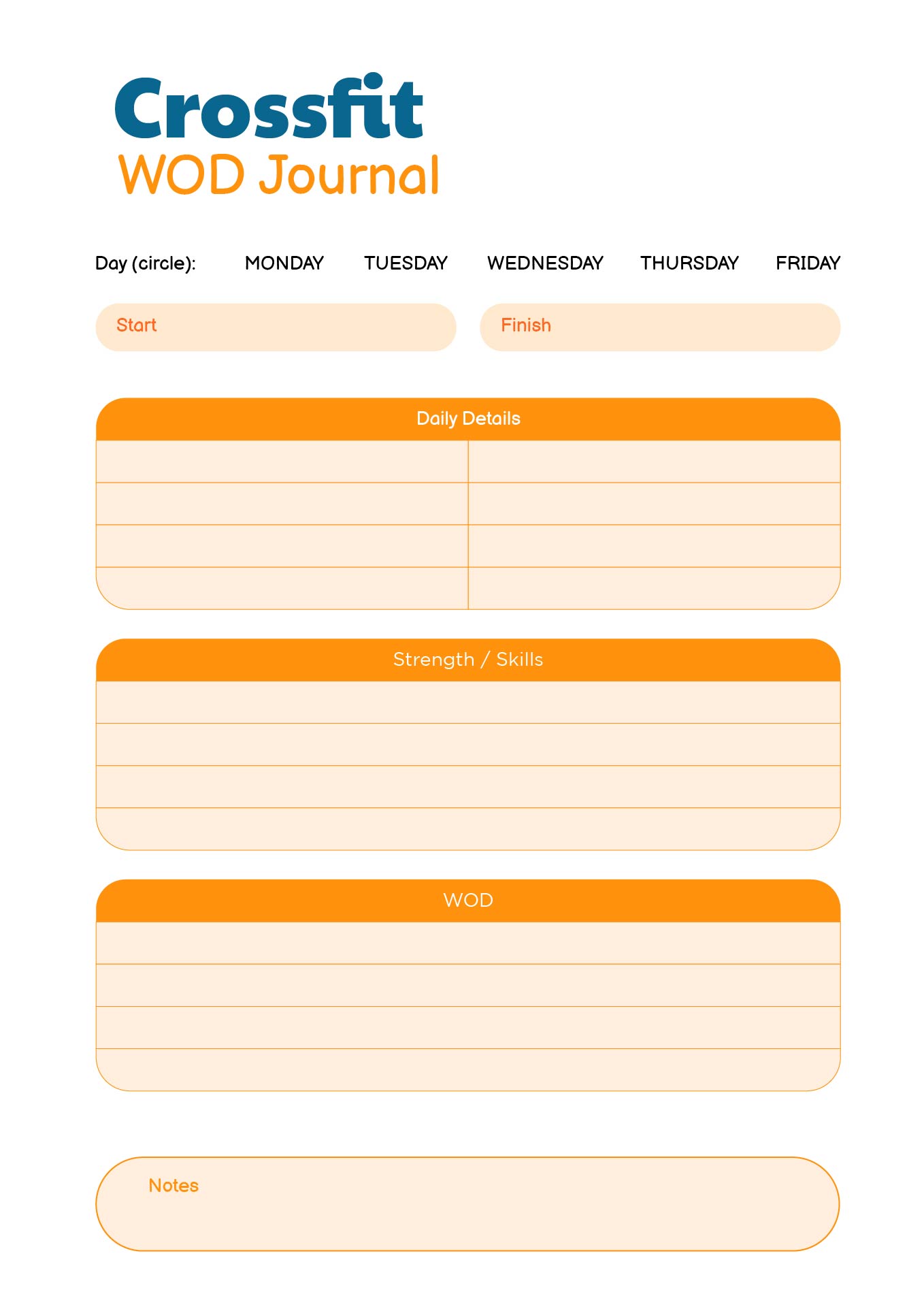 CrossFit Training Log Printable