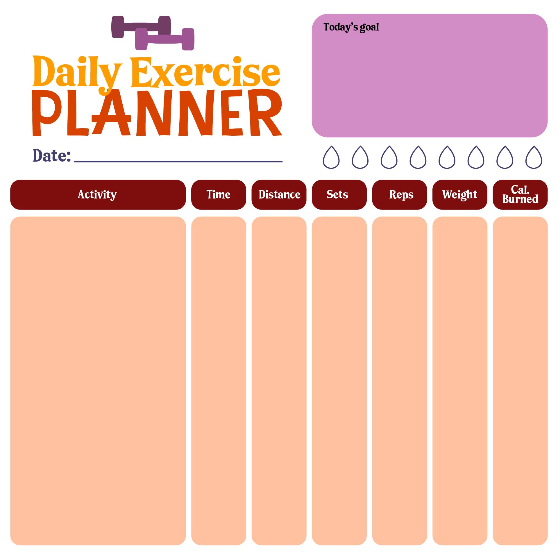 Daily Exercise Planner Printables