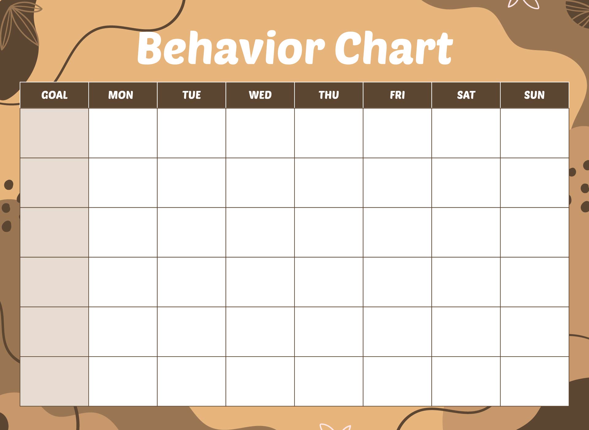 Exercise Behavior Chart Printable