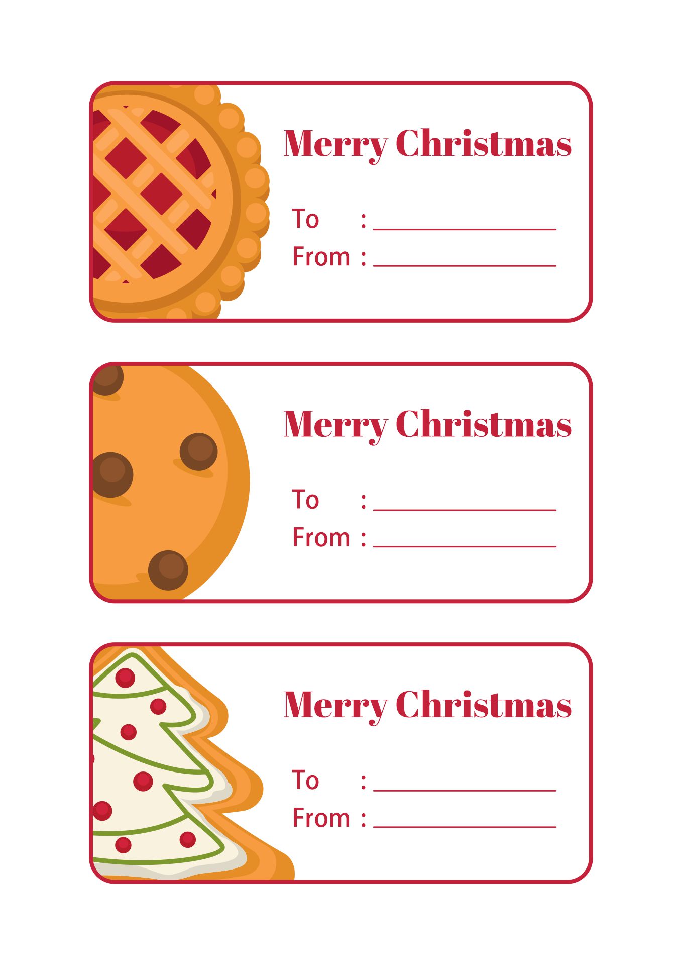 Festive Christmas Food Gift Tag Printables