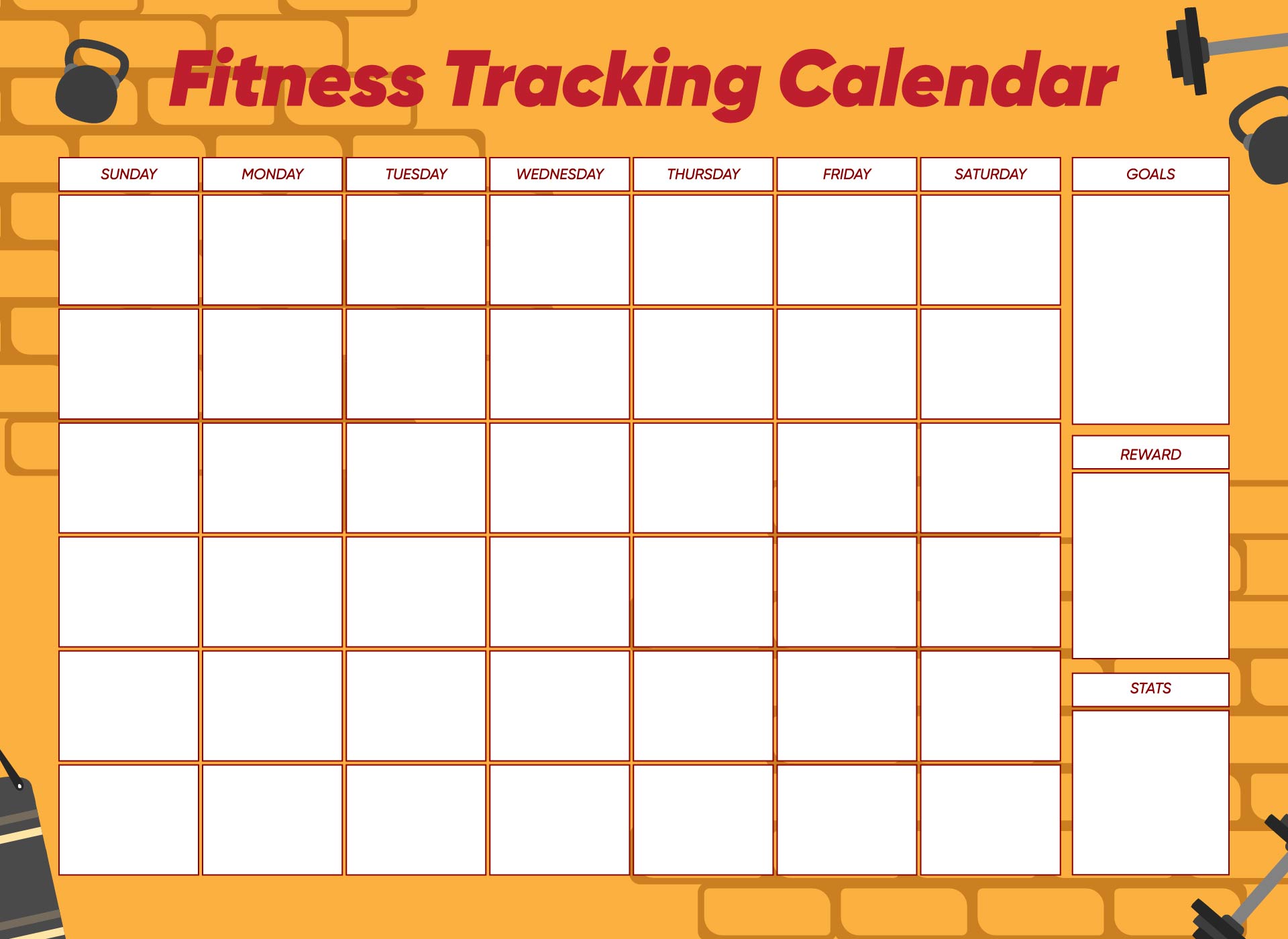 Fitness Tracking Calendar