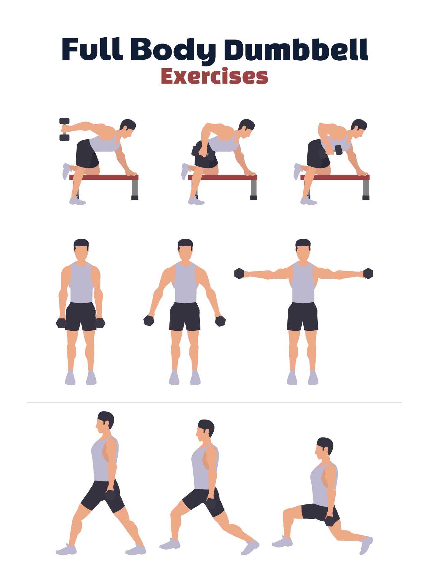 Full Body Dumbbell Workout Poster for Men