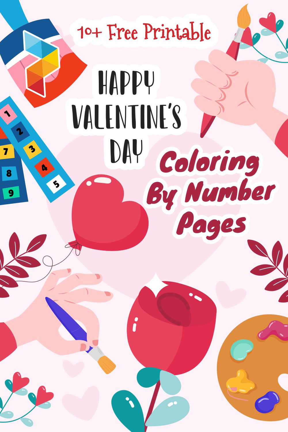 Happy Valentine's Day Coloring By Number Pages