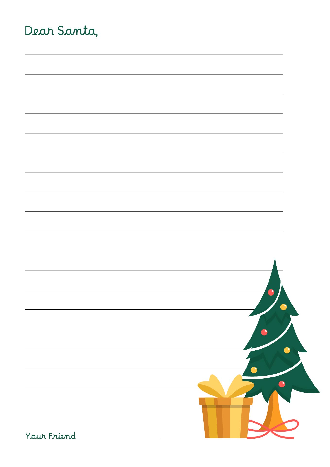 Holiday Lined Paper for Letters to Santa