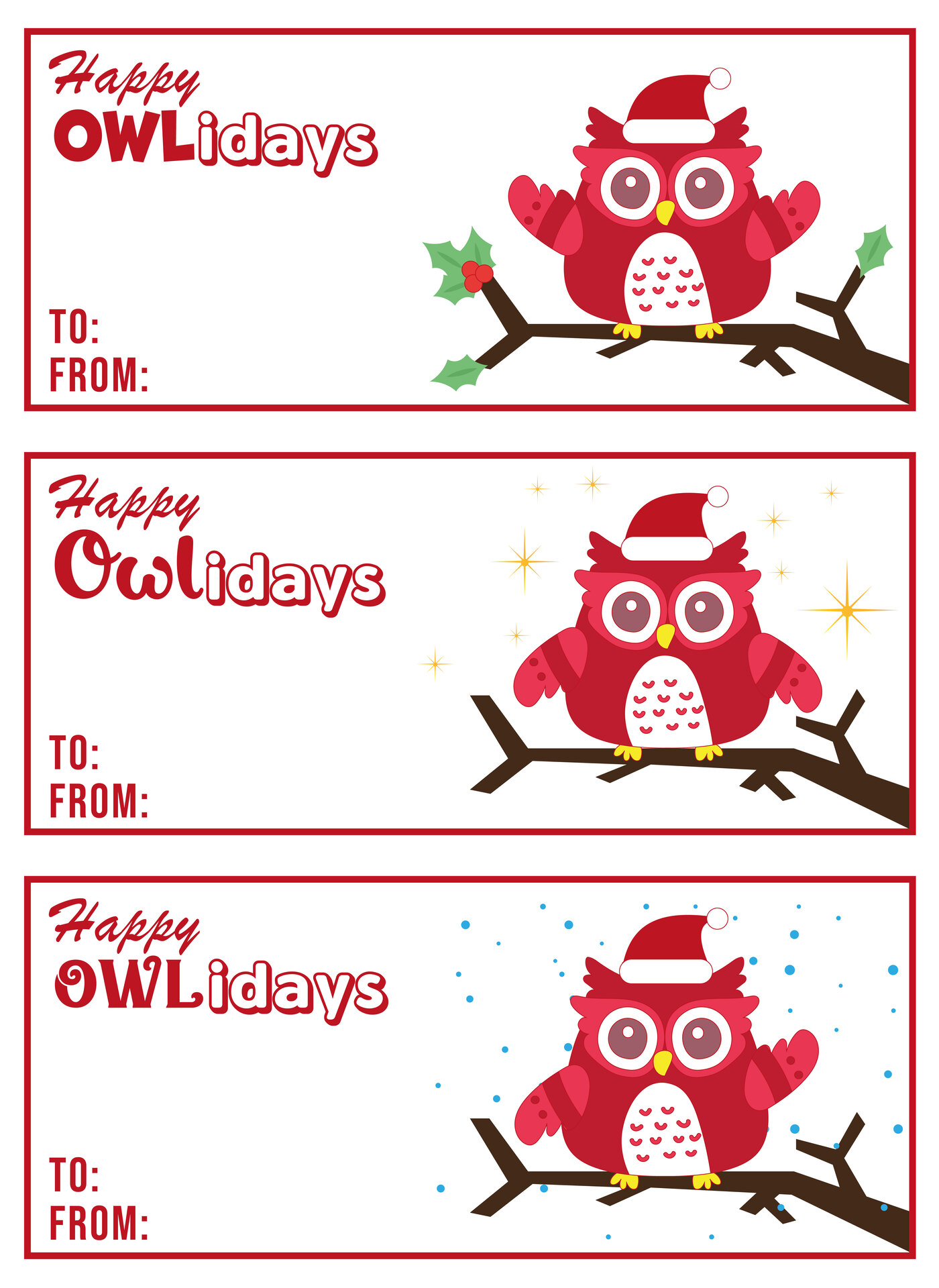 Holiday Owl Printable Gift Labels