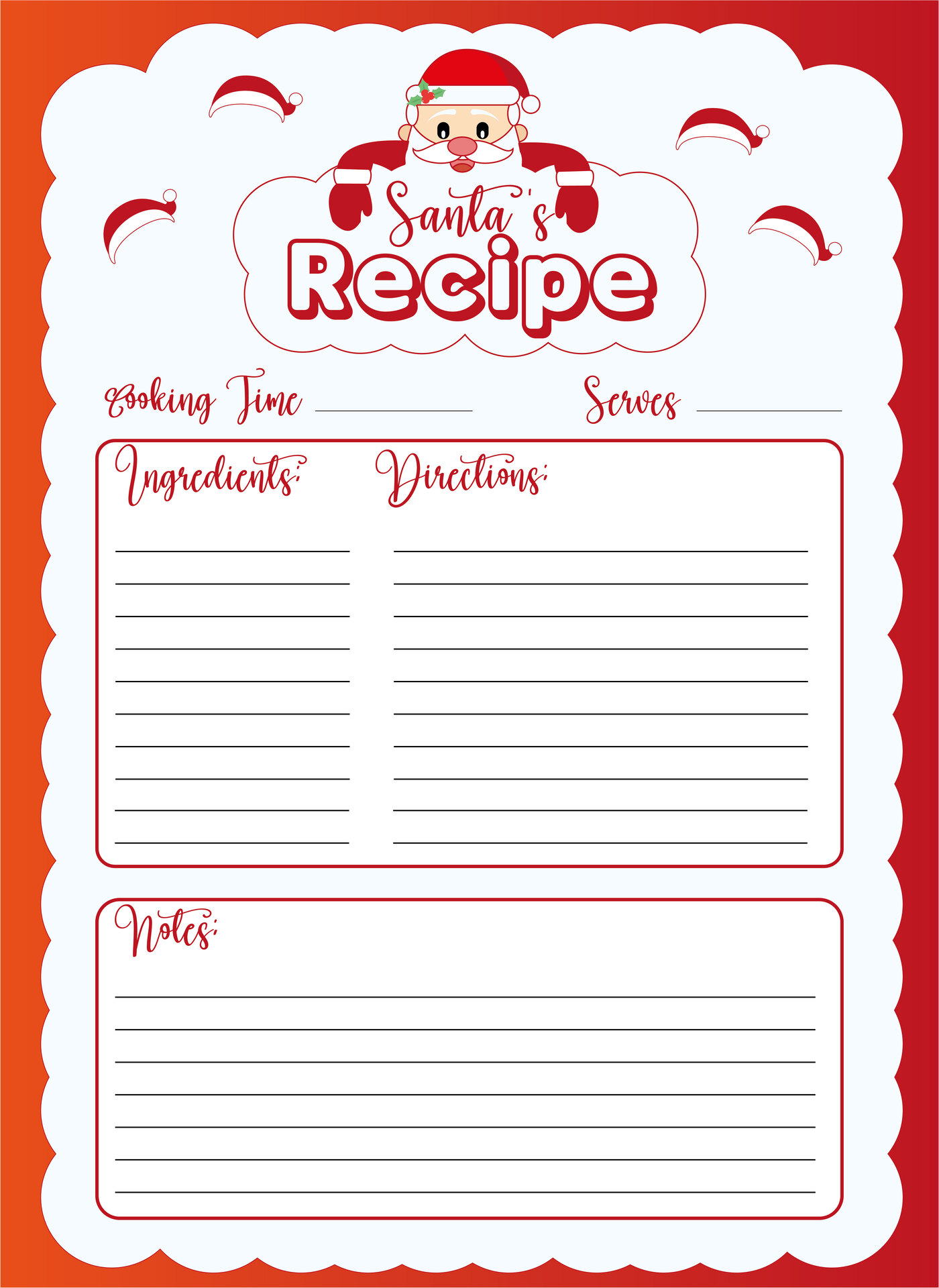 Holiday Recipe Card Design with Santa Theme