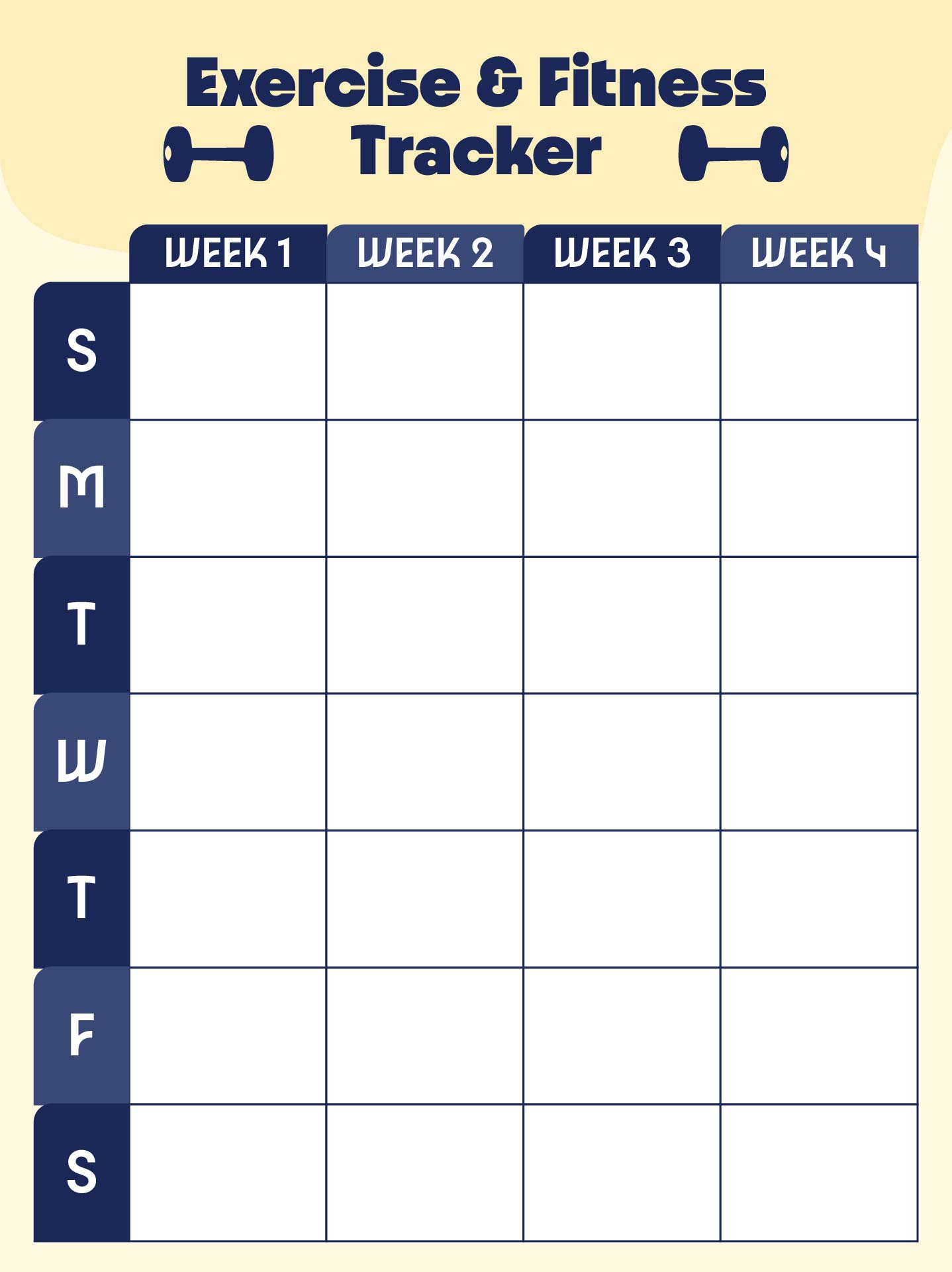 Home Exercise Tracker Printable