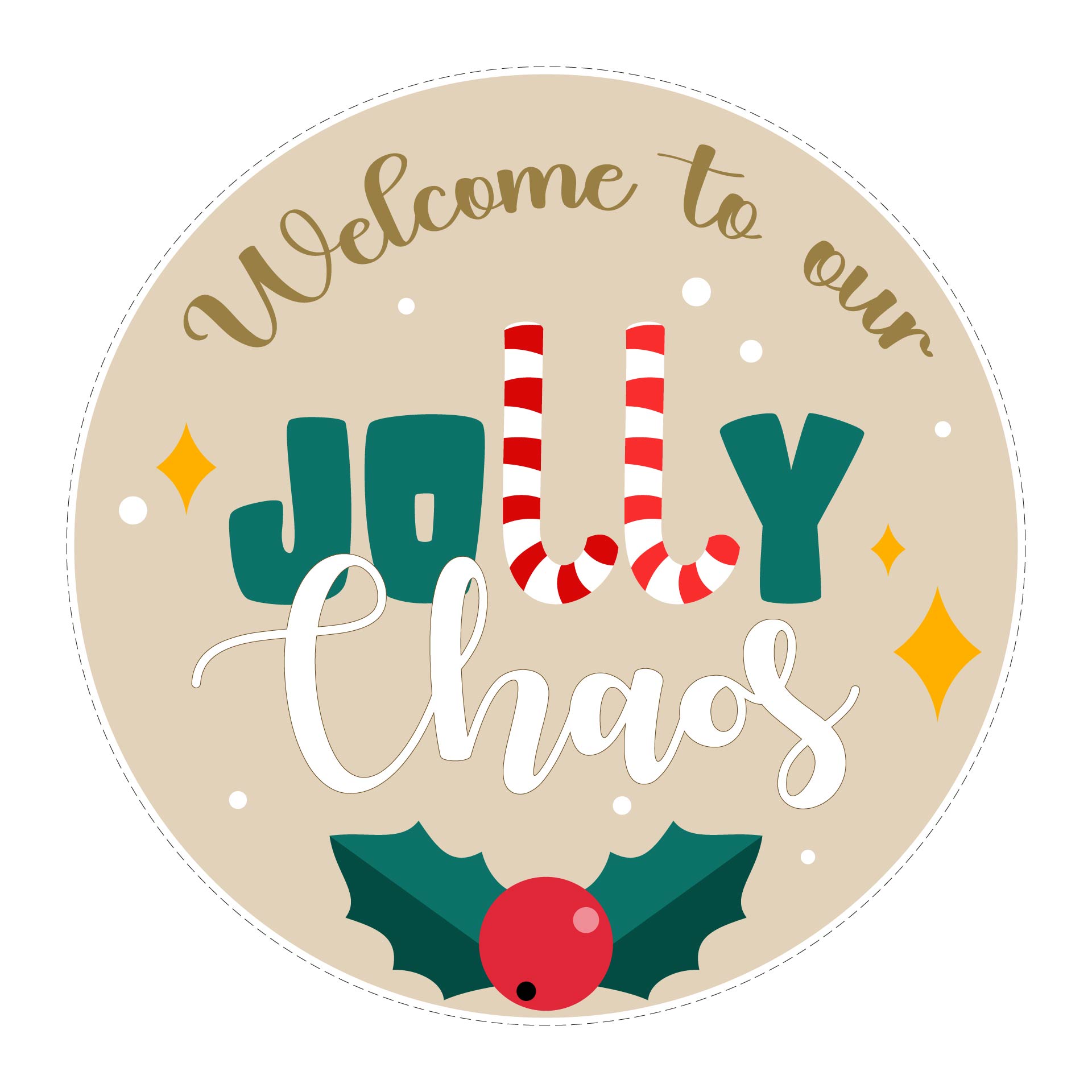 Jolly Merry Christmas Welcome Sign Printables