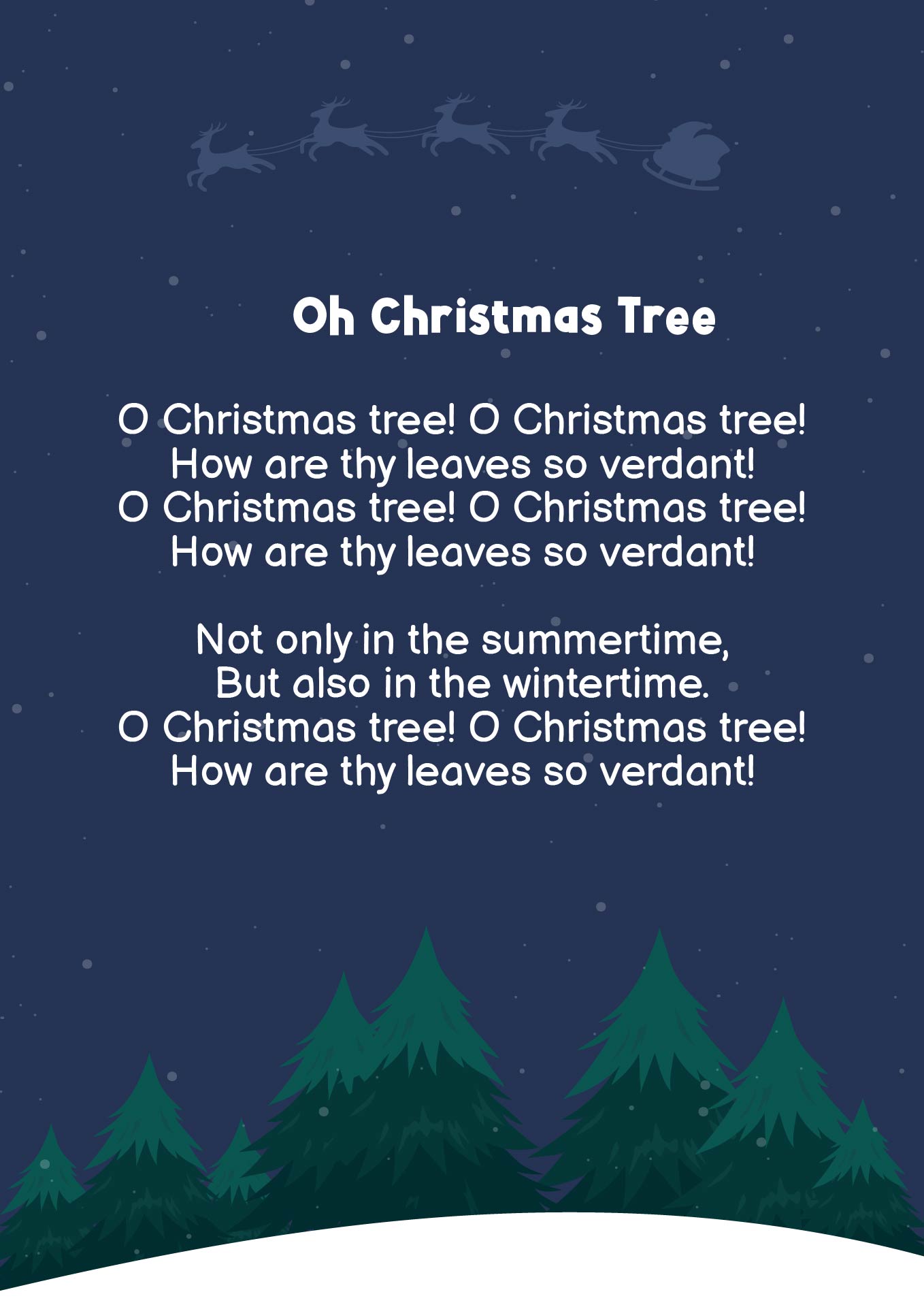 O Christmas Tree Carol Lyrics Sheet