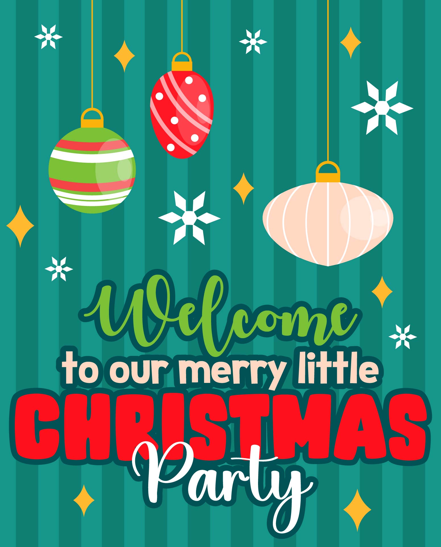 Playful Merry Christmas Party Sign Printables