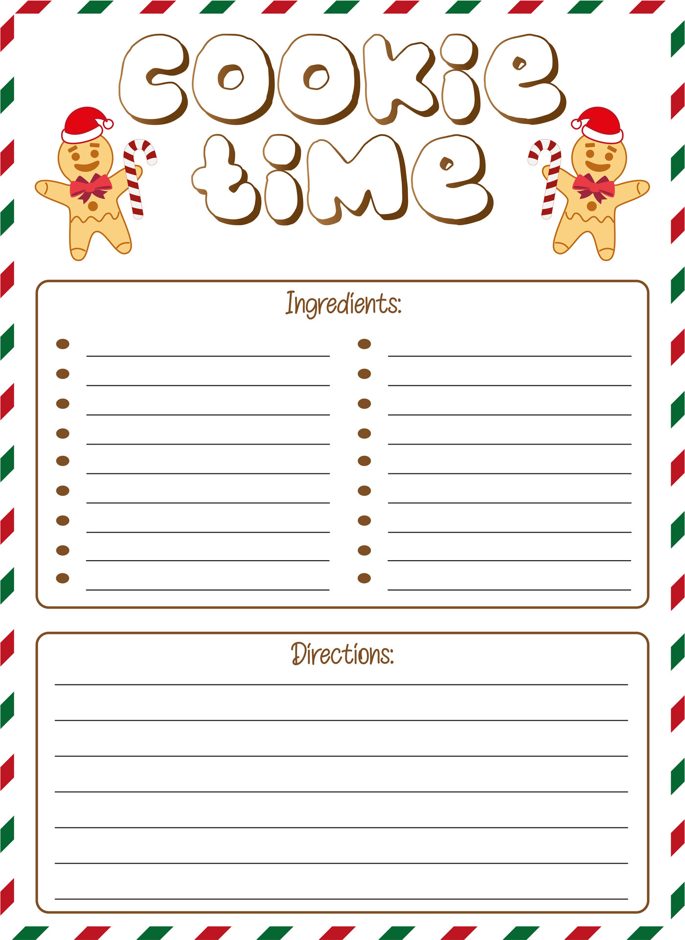 Printable Christmas Recipe Card for Cookies