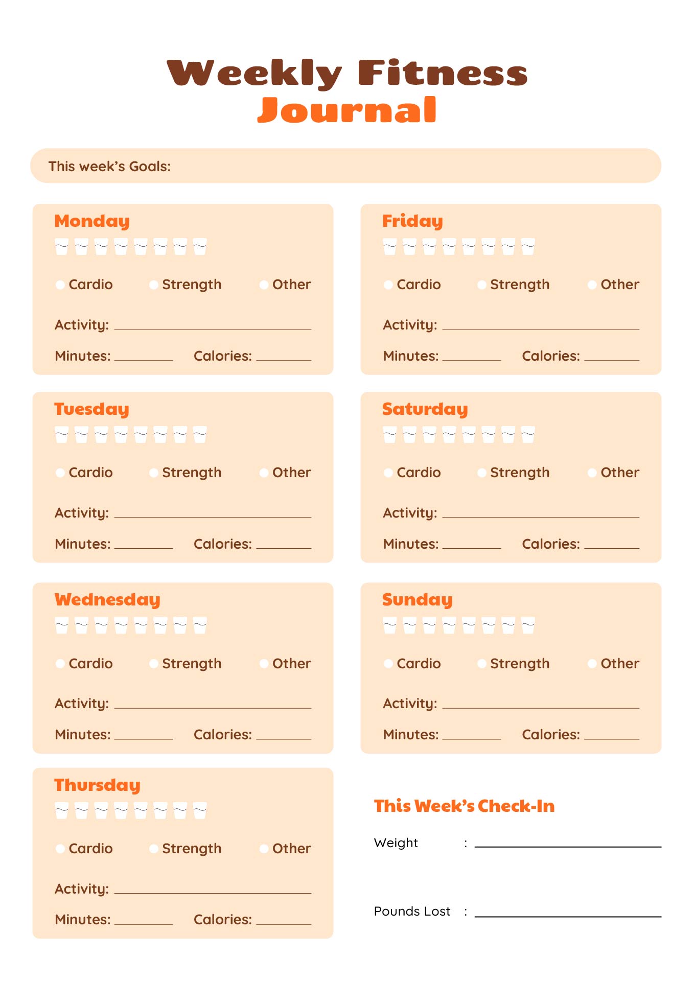 Printable Fitness Journal Pages