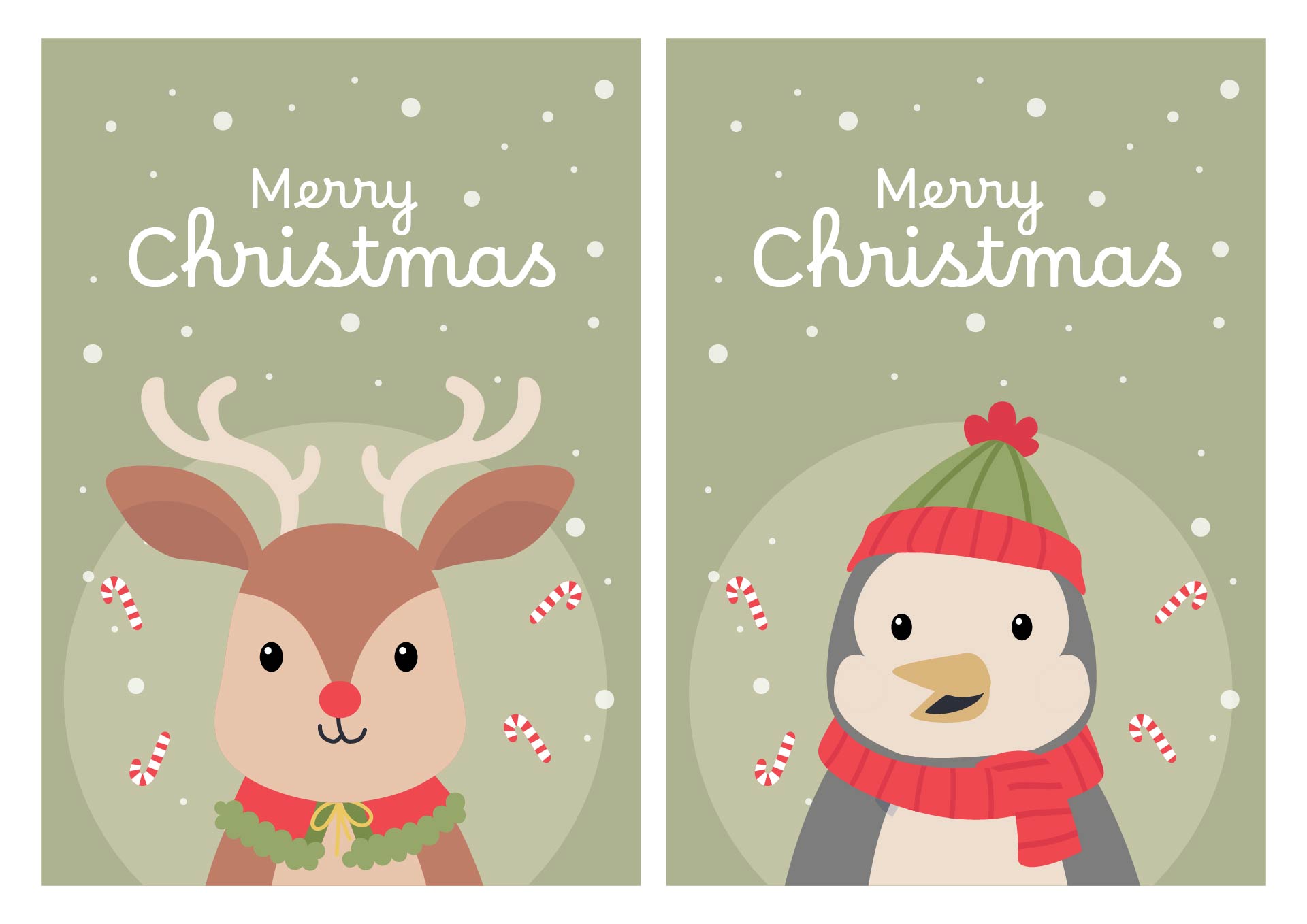 Printable Greeting Cards Christmas Animals Theme