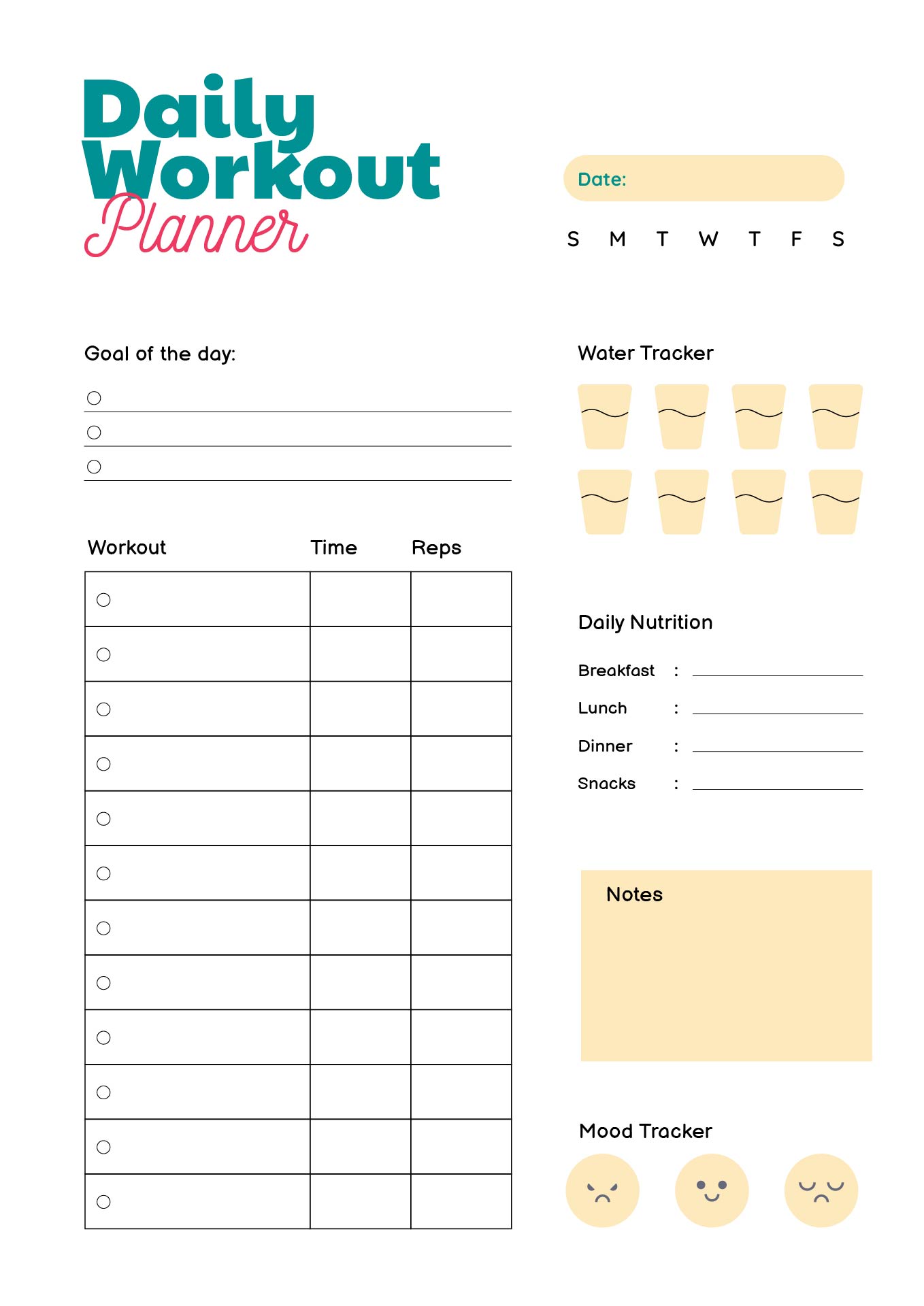 Printable Gym Workout Schedules