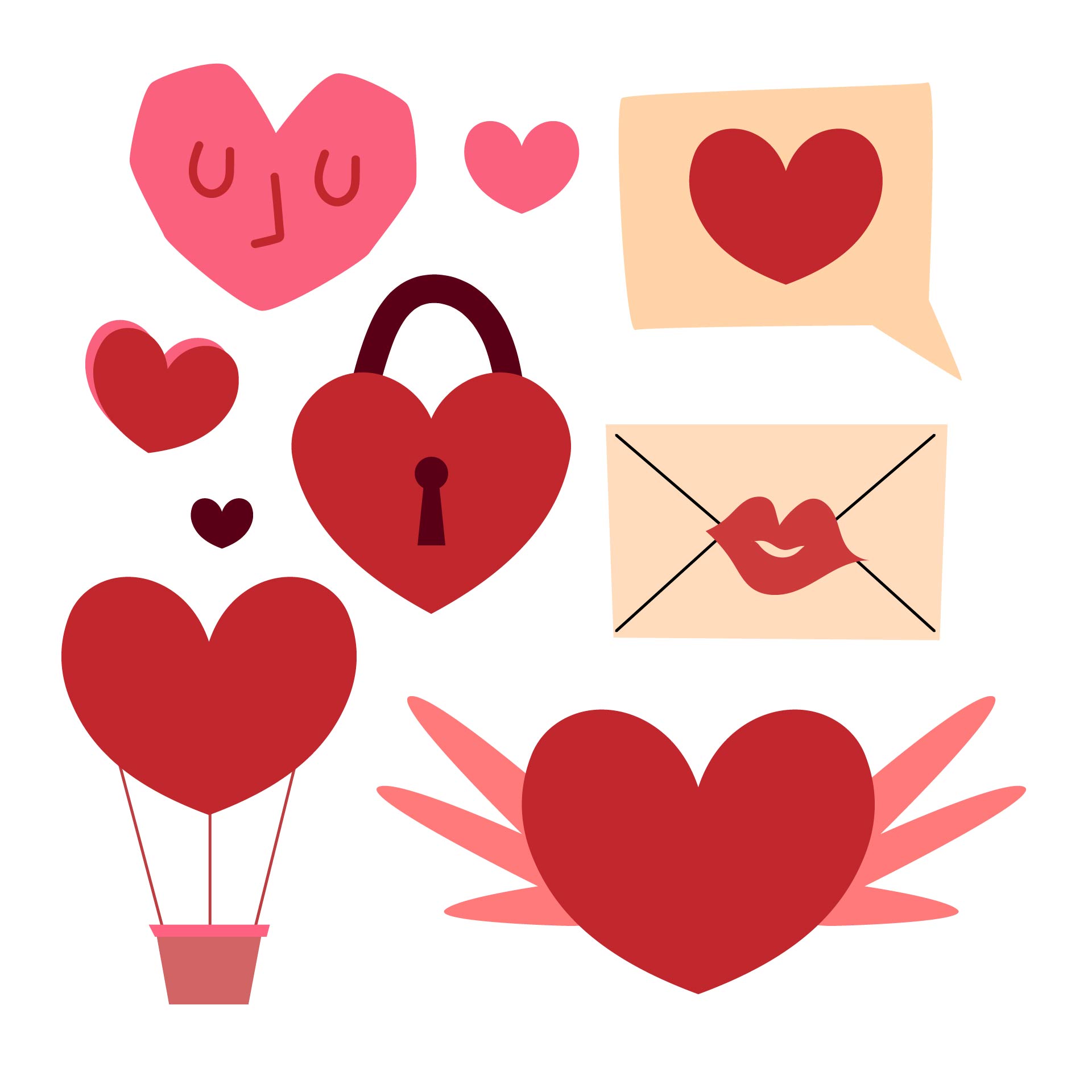 Printable Love Themed Valentines Clip Art