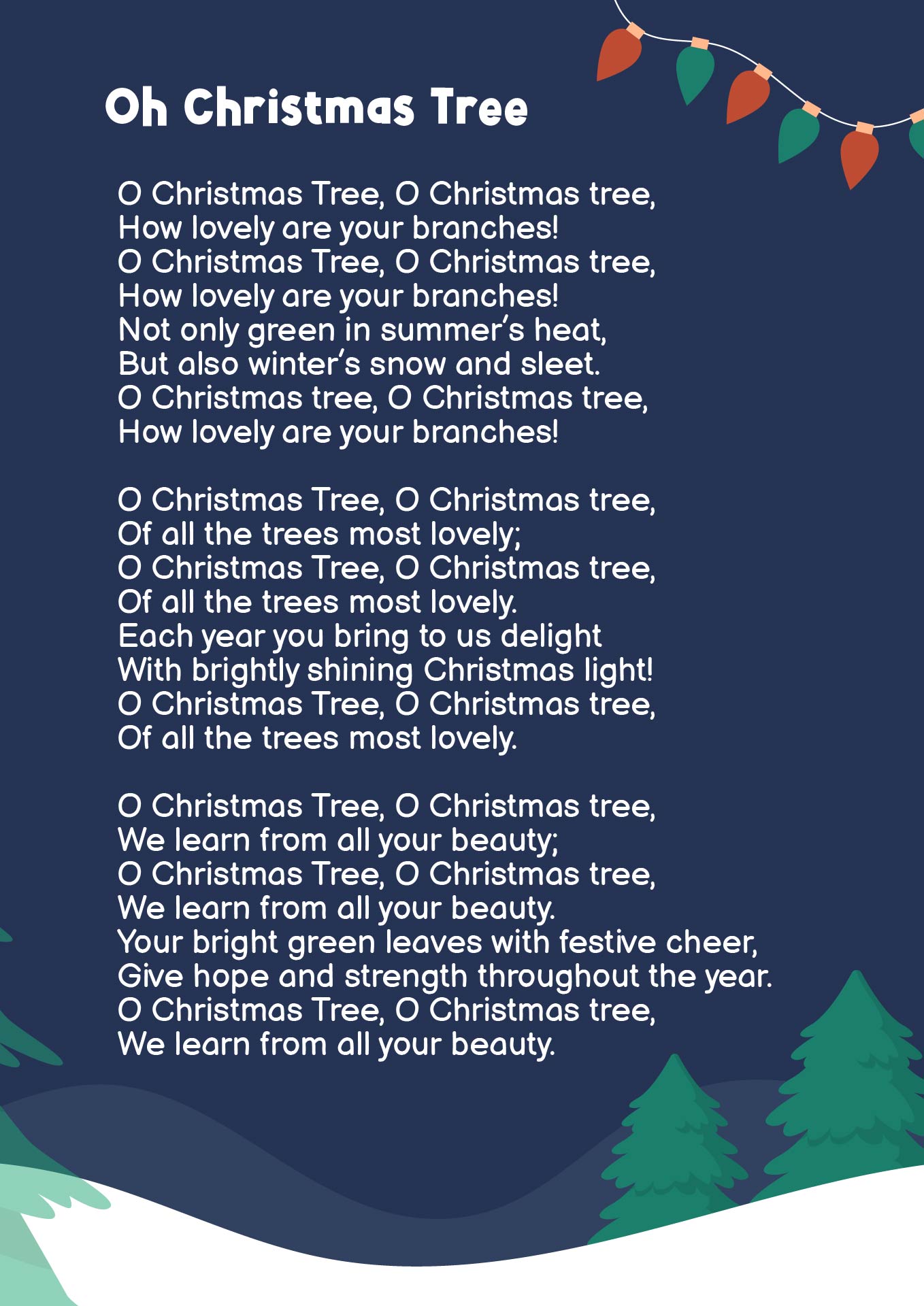 Printable O Christmas Tree Full Lyrics