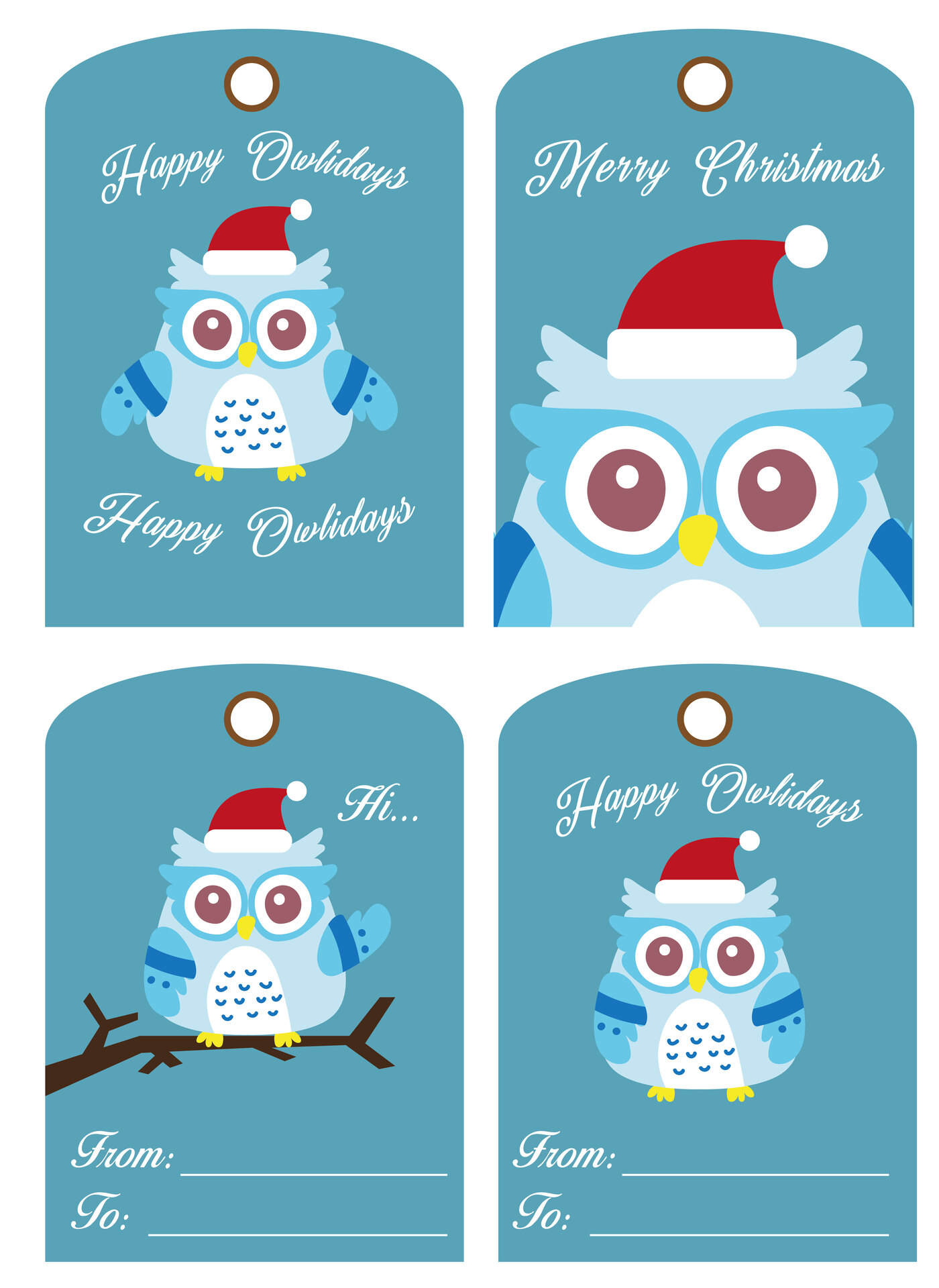 Printable Owl Holiday Tags for Gifts