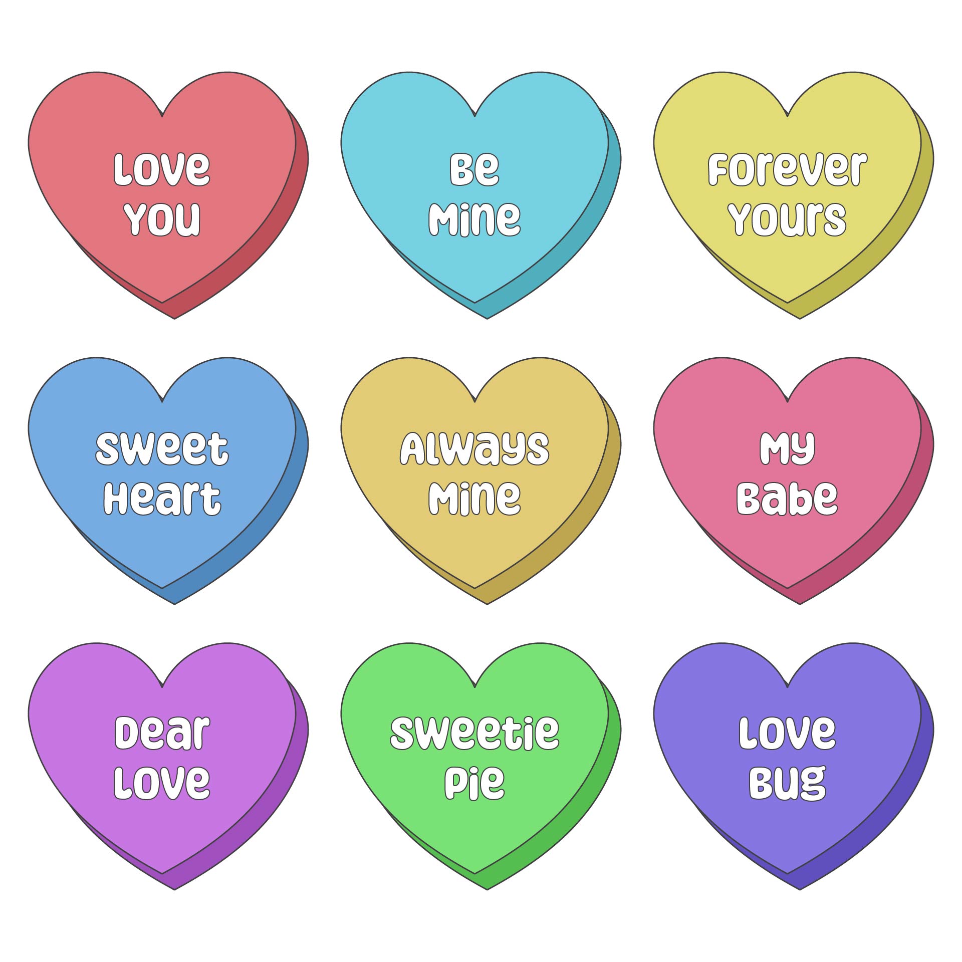 Printable Romantic Conversation Heart Messages