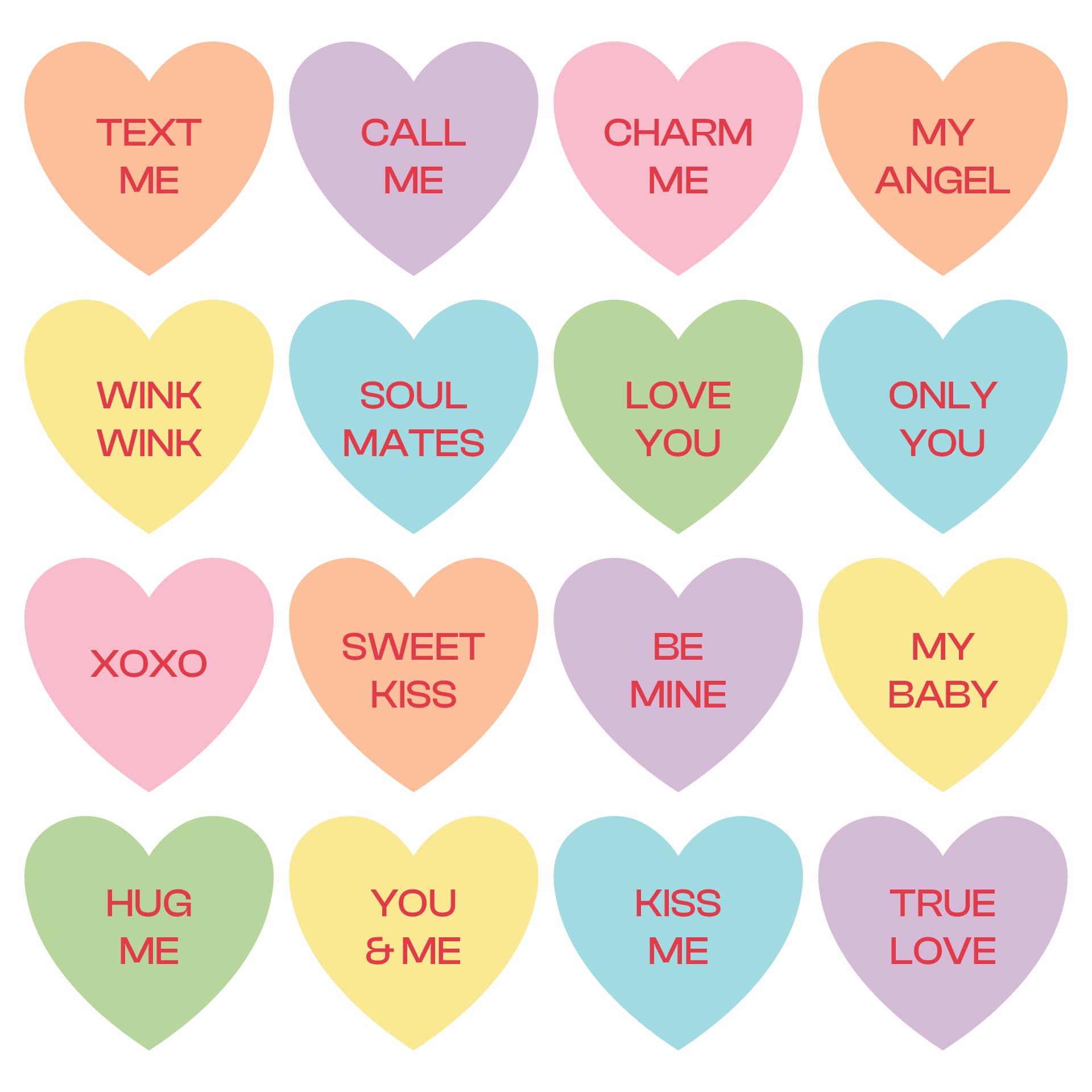 Printable Valentine Conversation Heart Phrases