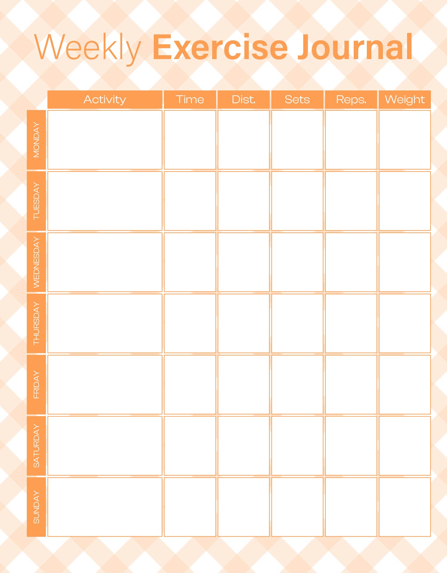 Printable Weekly Exercise Journal