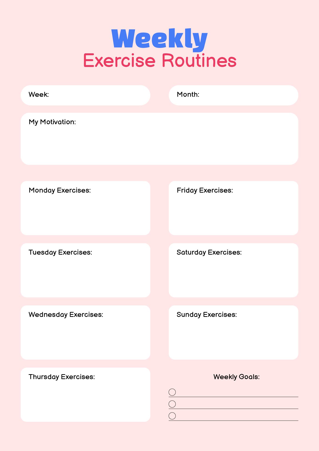 Printable Weekly Exercise Routines