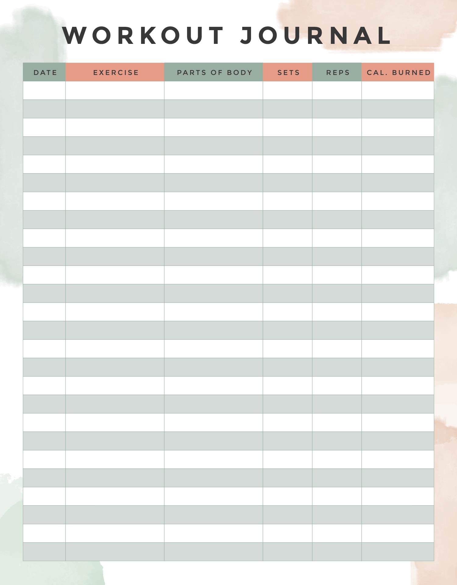 Printable Workout Journal