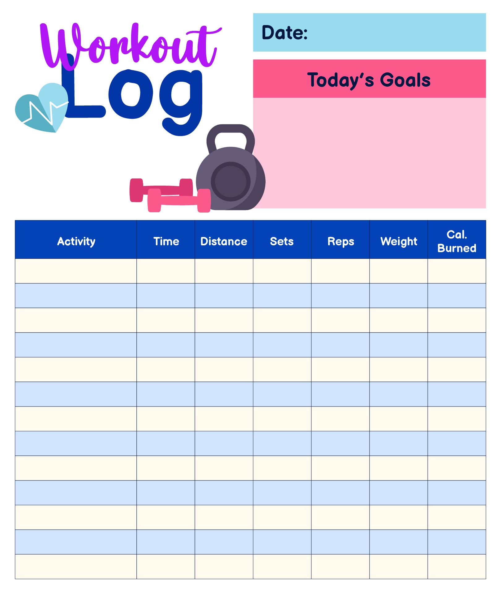 Printable Workout Log Sheets