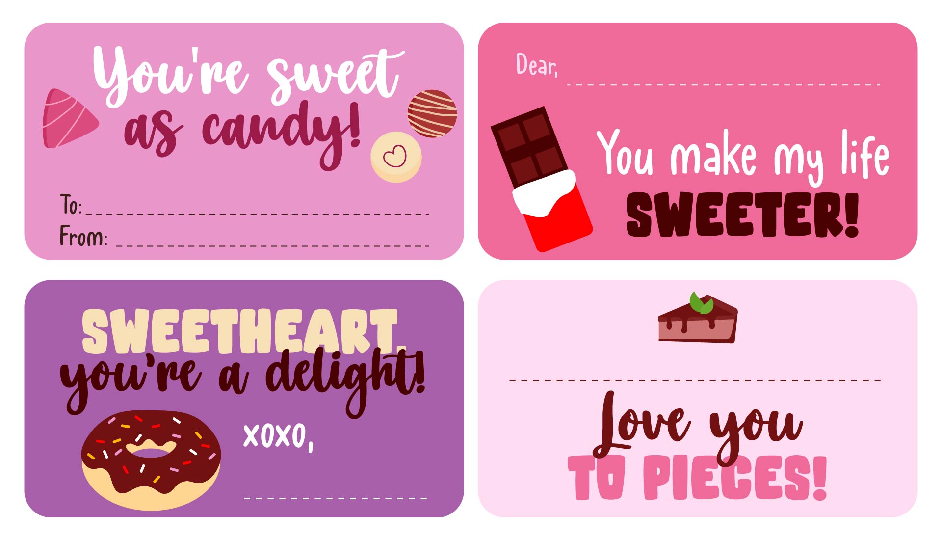 Sweet Messages Valentine Candy Gram Printables