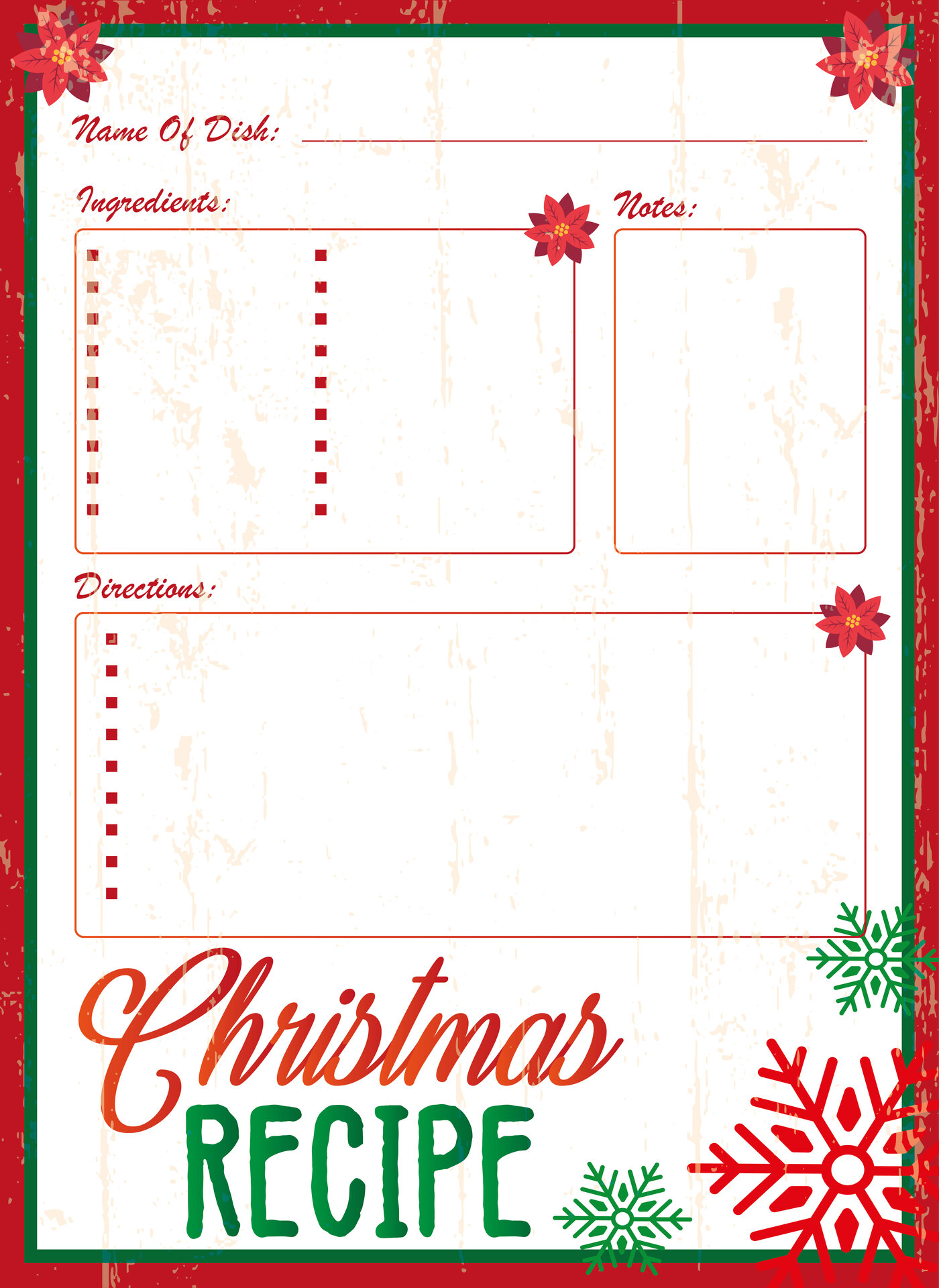 Vintage Style Christmas Recipe Card Printable