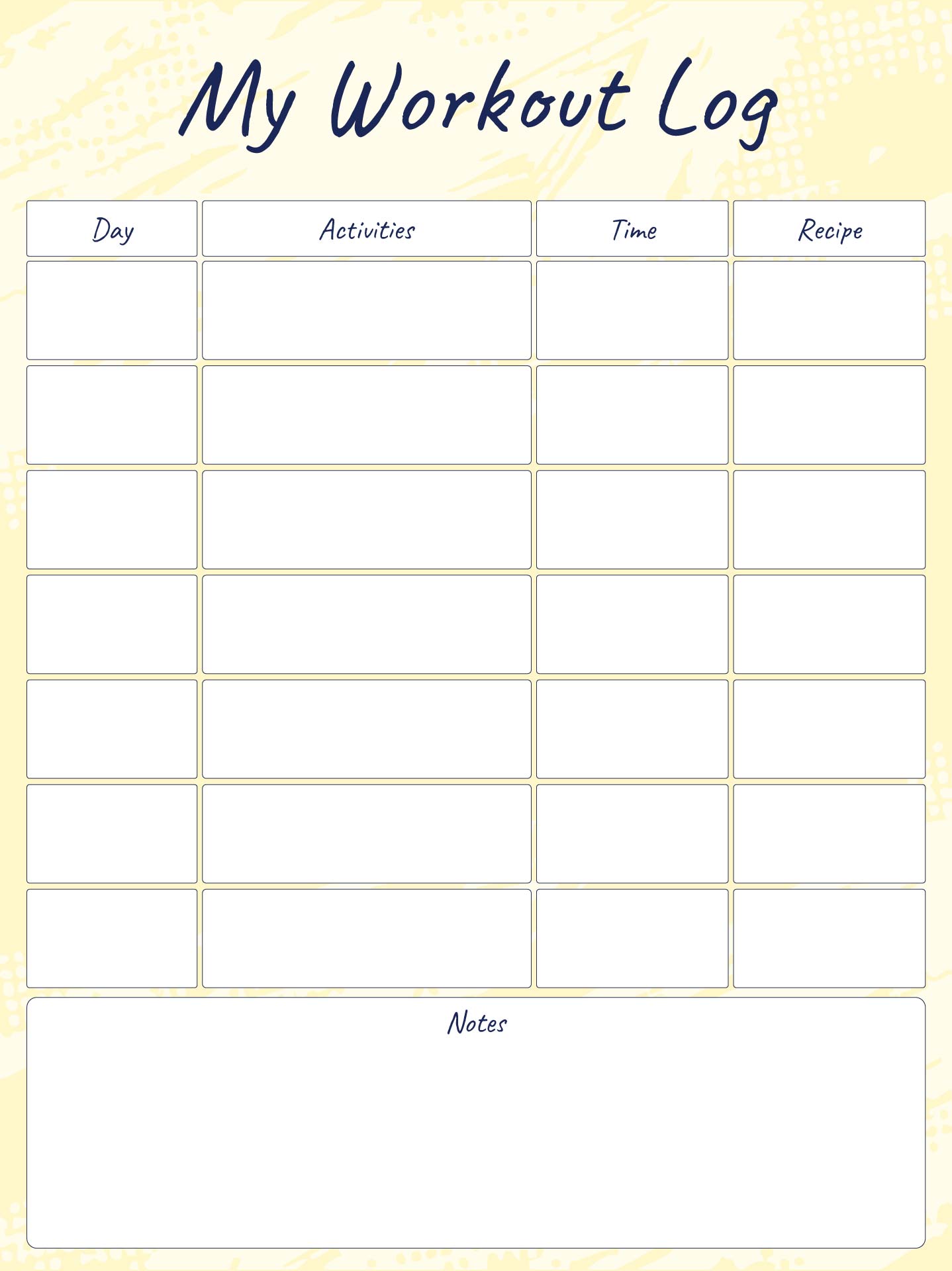 Weekly Fitness Journal Printable