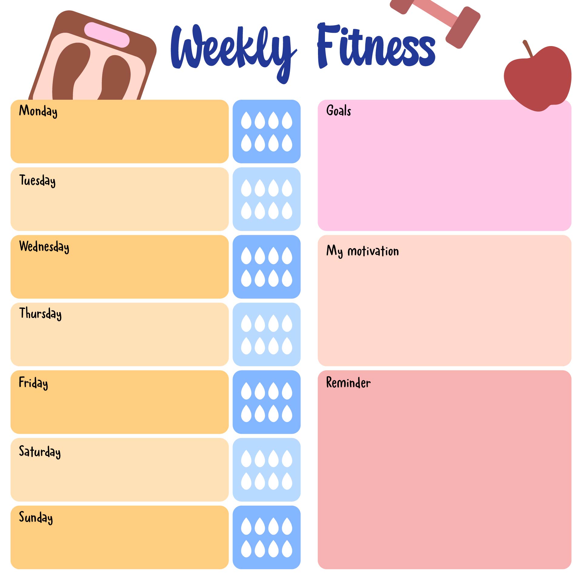 Weekly Fitness Routine Planner Printout