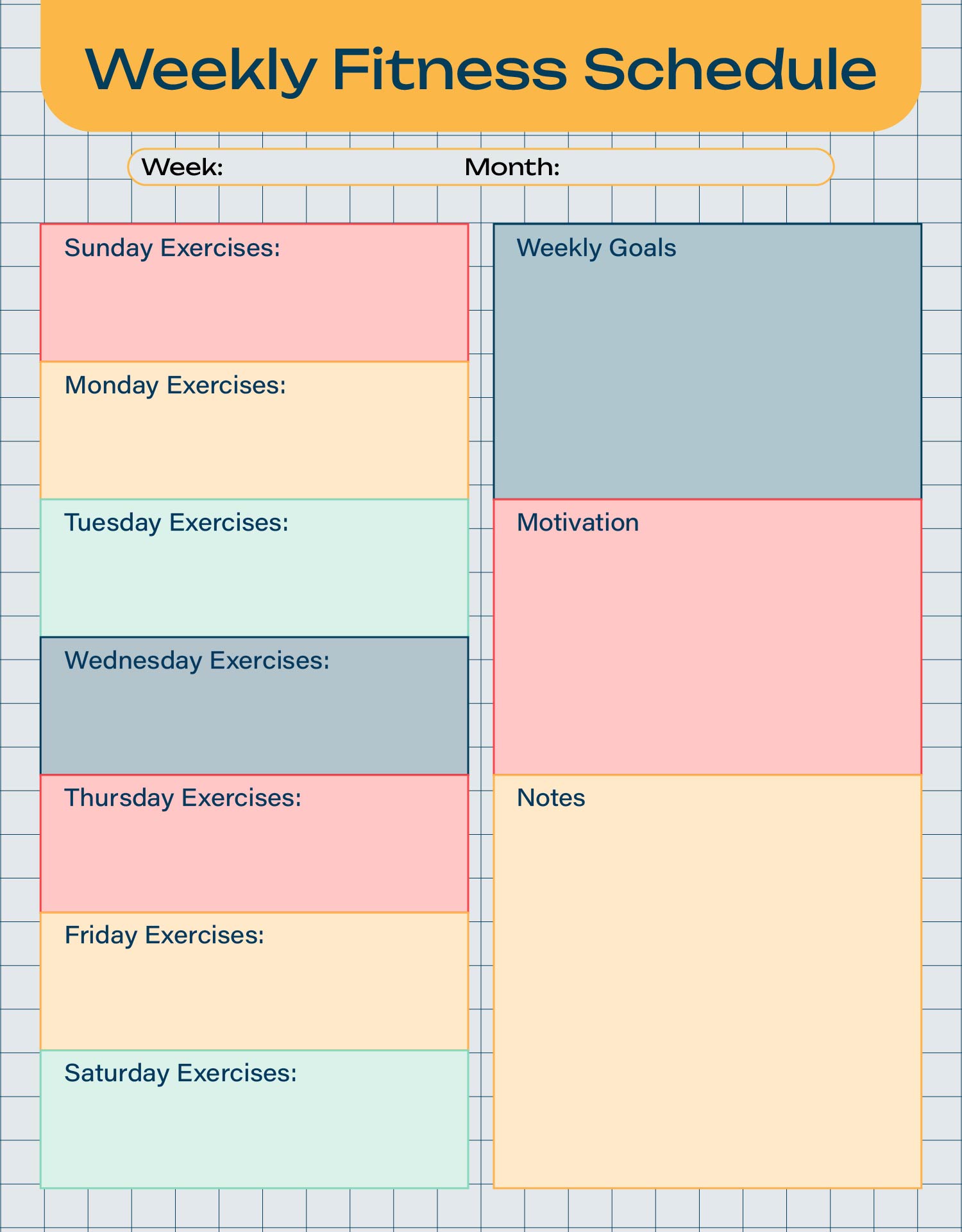 Weekly Fitness Schedule Planner