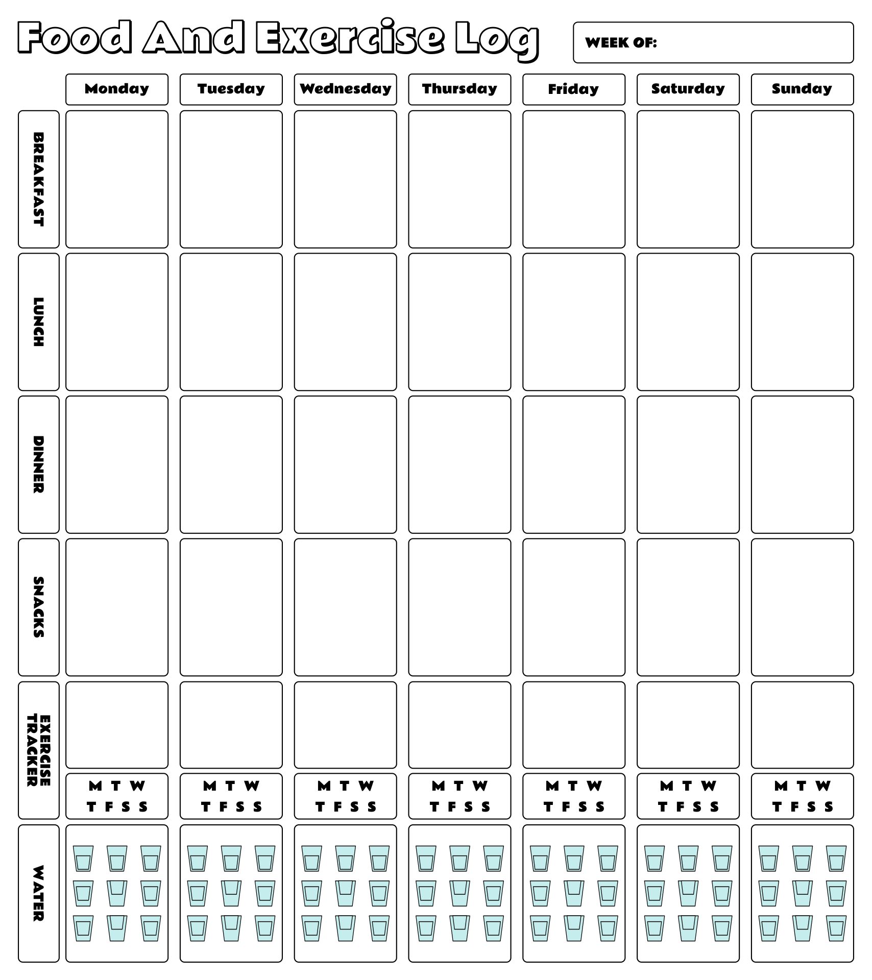 Weekly Meal and Exercise Planner Printable