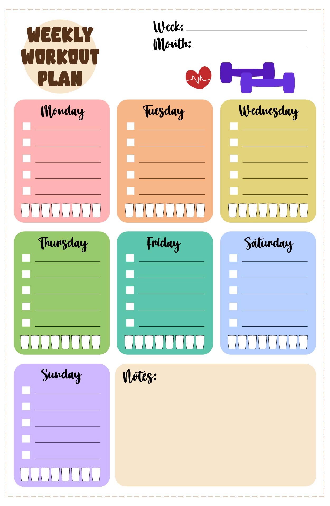 Weekly Workout Plan Chart Printable