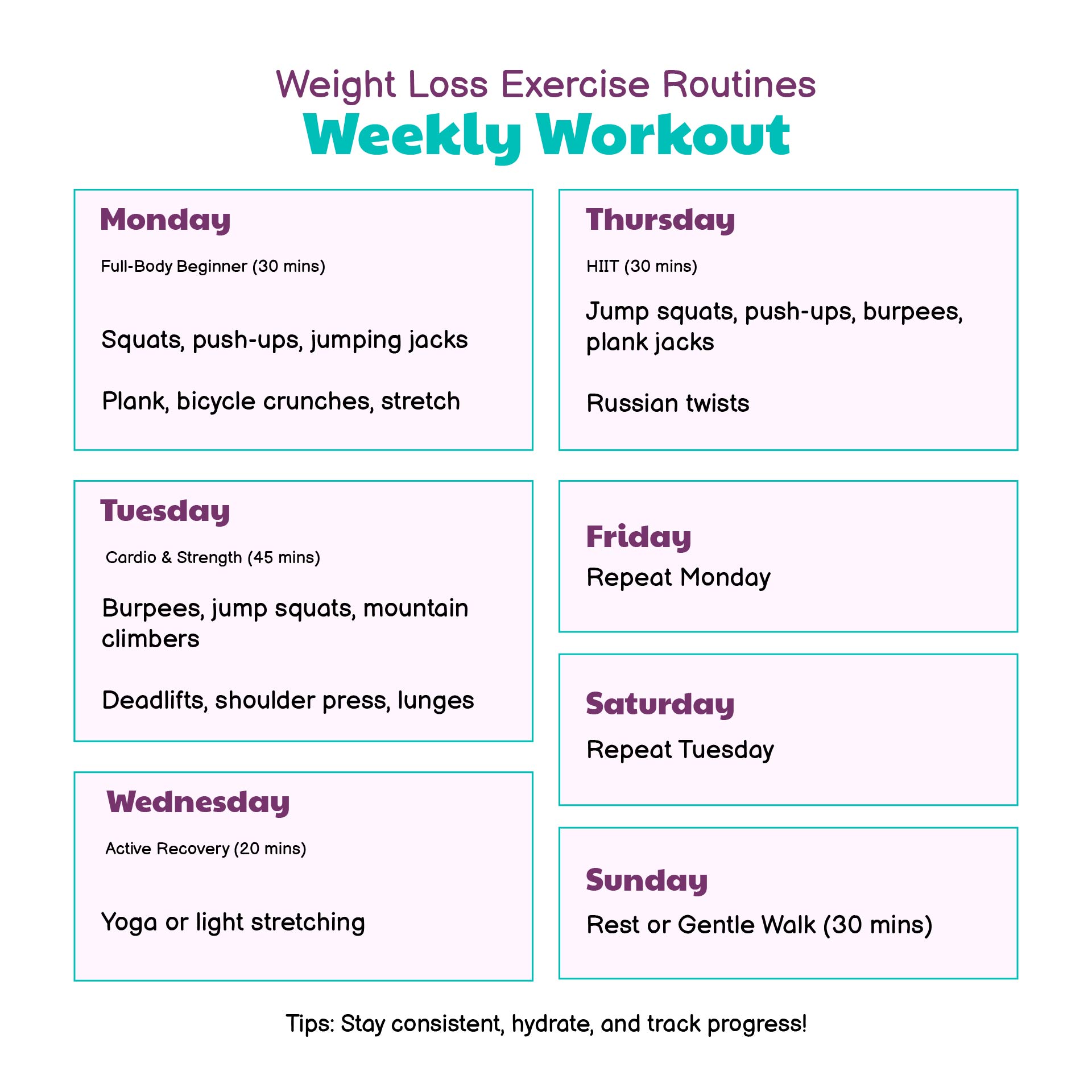 Weight Loss Printable Exercise Routines