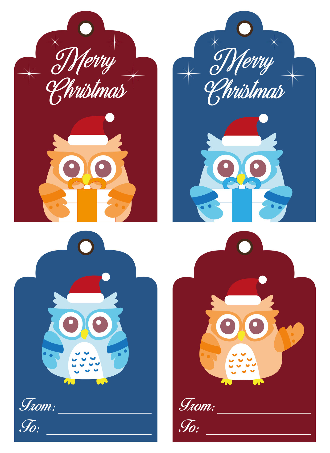 Xmas Owl Printable Gift Stickers