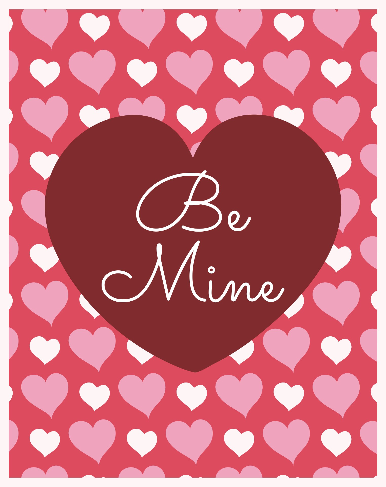 Be Mine Valentine Card Printable