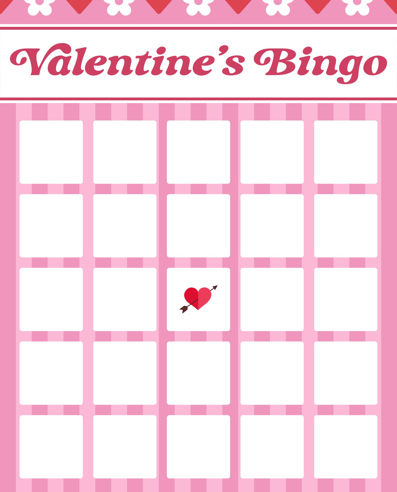 Blank Valentines Bingo Sheets for Kids