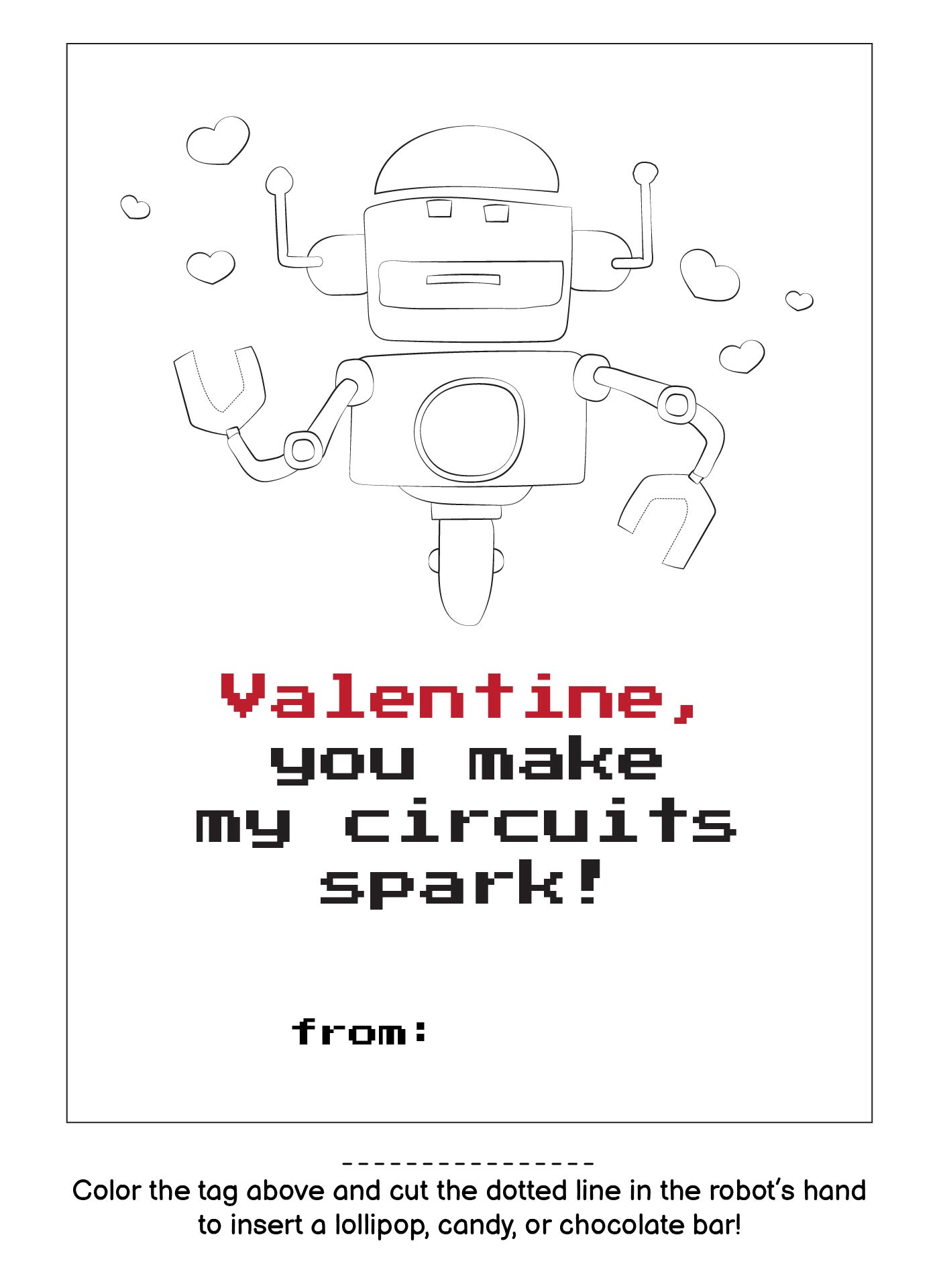 DIY Printable Robotic Theme Valentine Tags