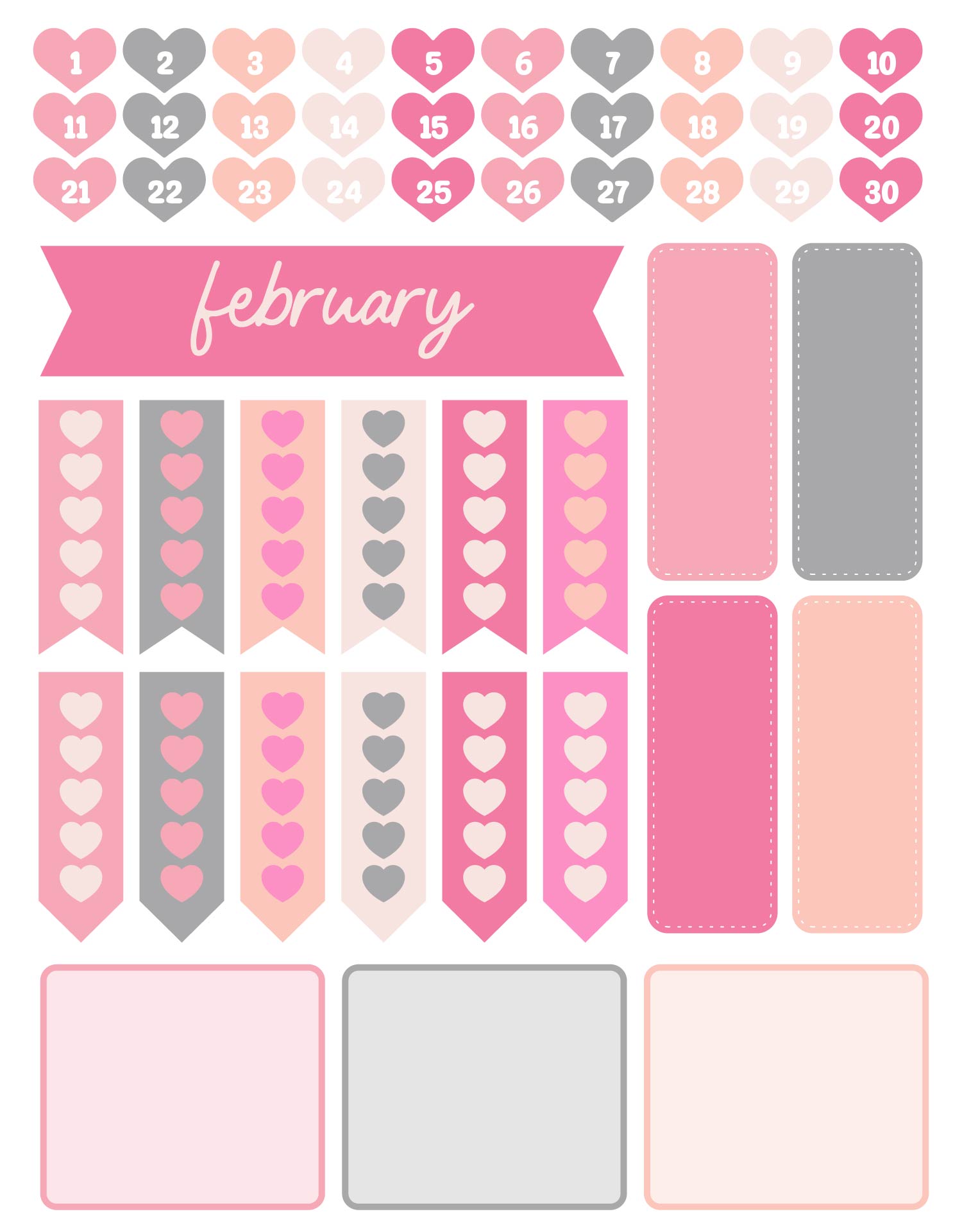 February Planner Stickers Printable