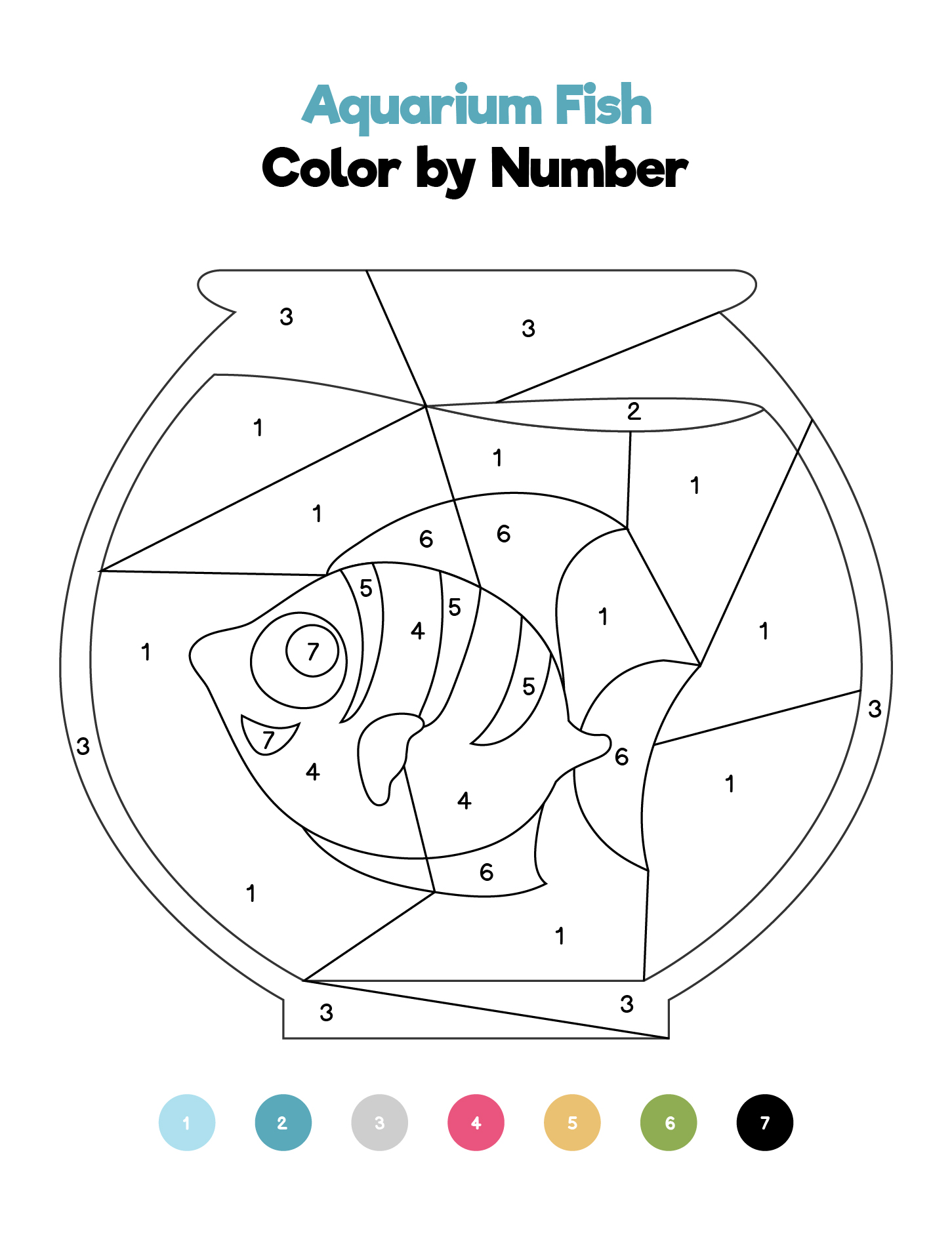 Fish Color by Number Printables for Kids