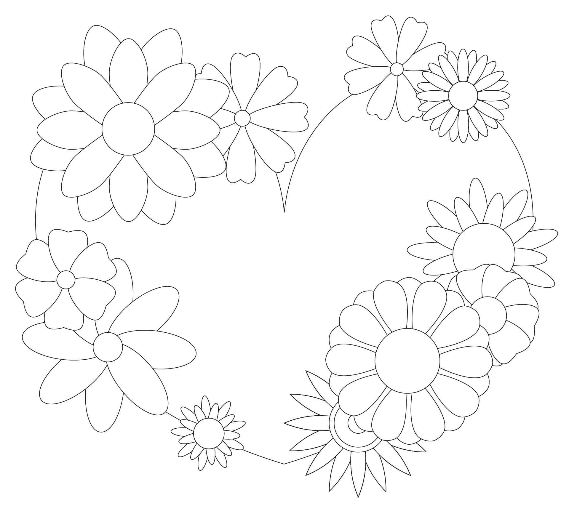 Floral Heart Printable Coloring Pages