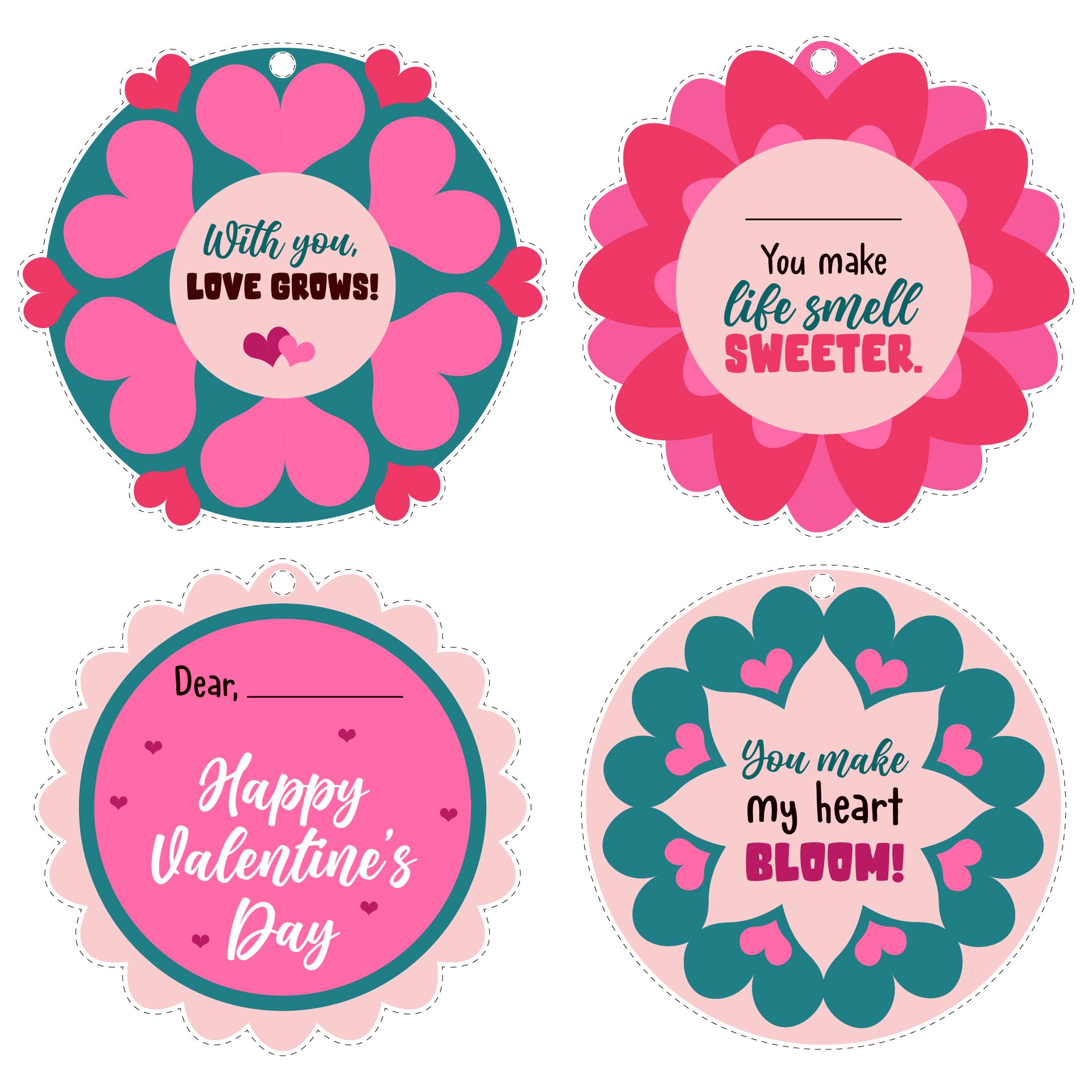 Floral Valentines Day Gift Tags Printable