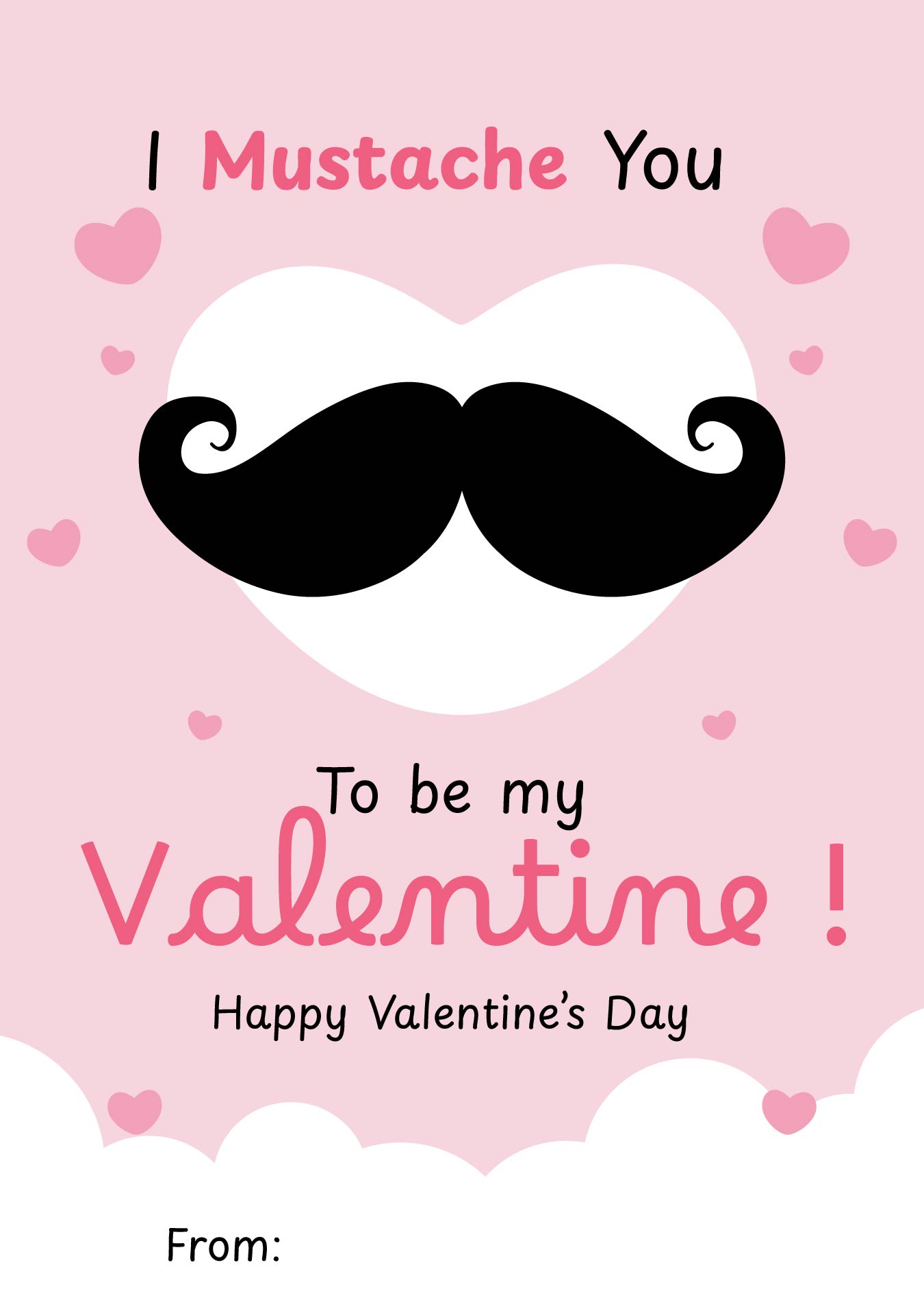 Funny Mustache Valentine Day Cards Printable