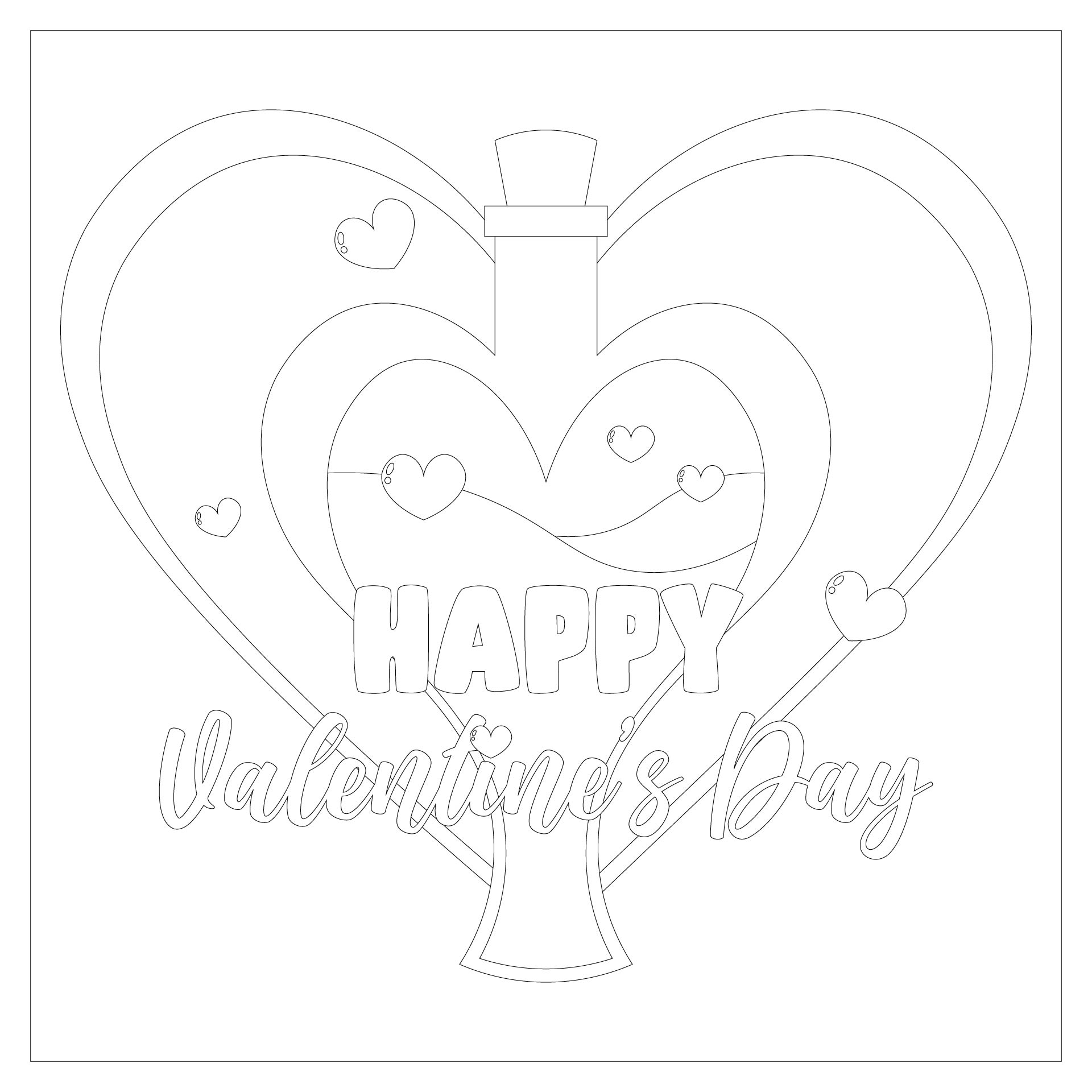 Happy Valentines Day Heart Coloring Pages Printable