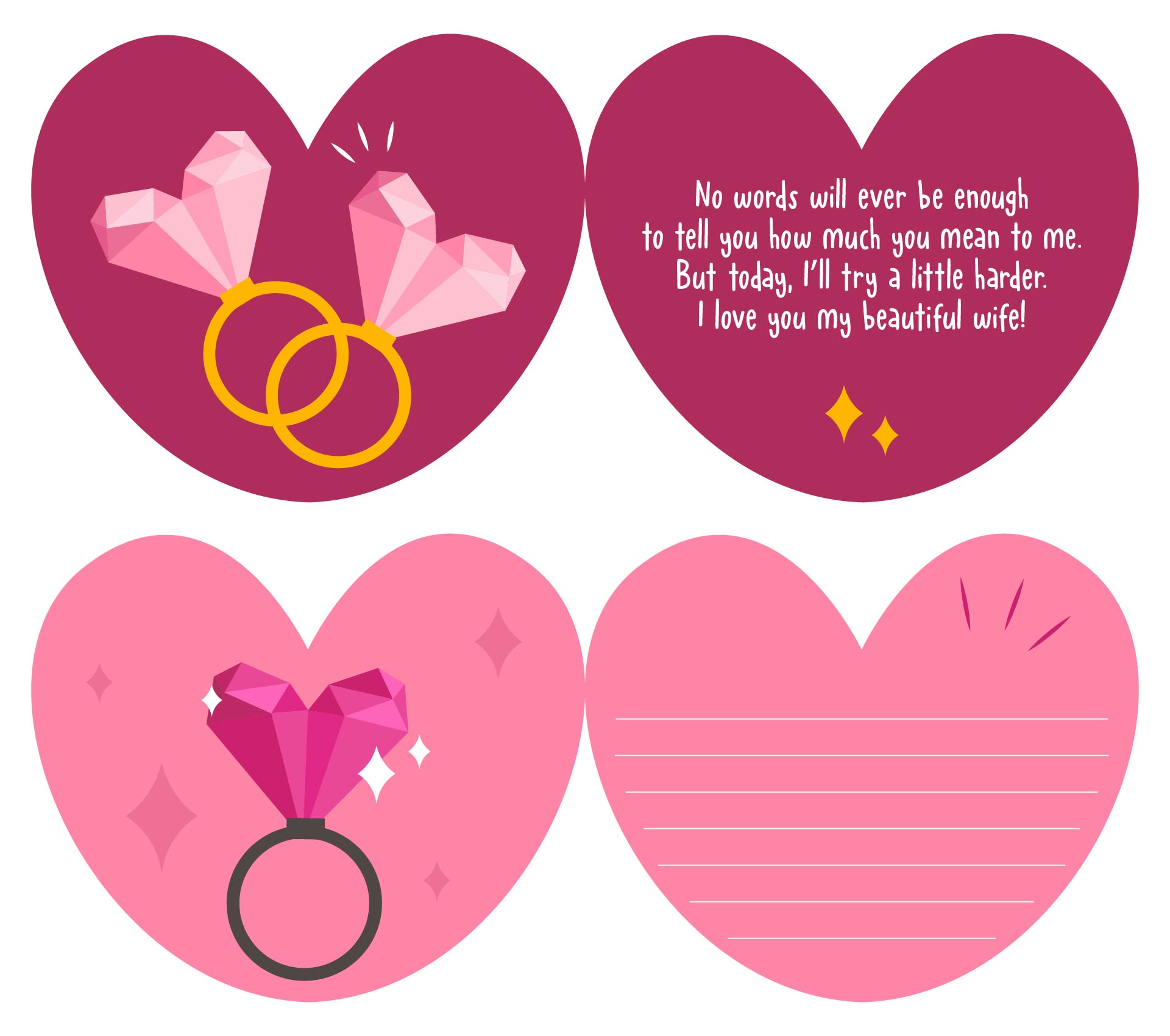 Heart-Themed Printable Valentine Cards for Wife