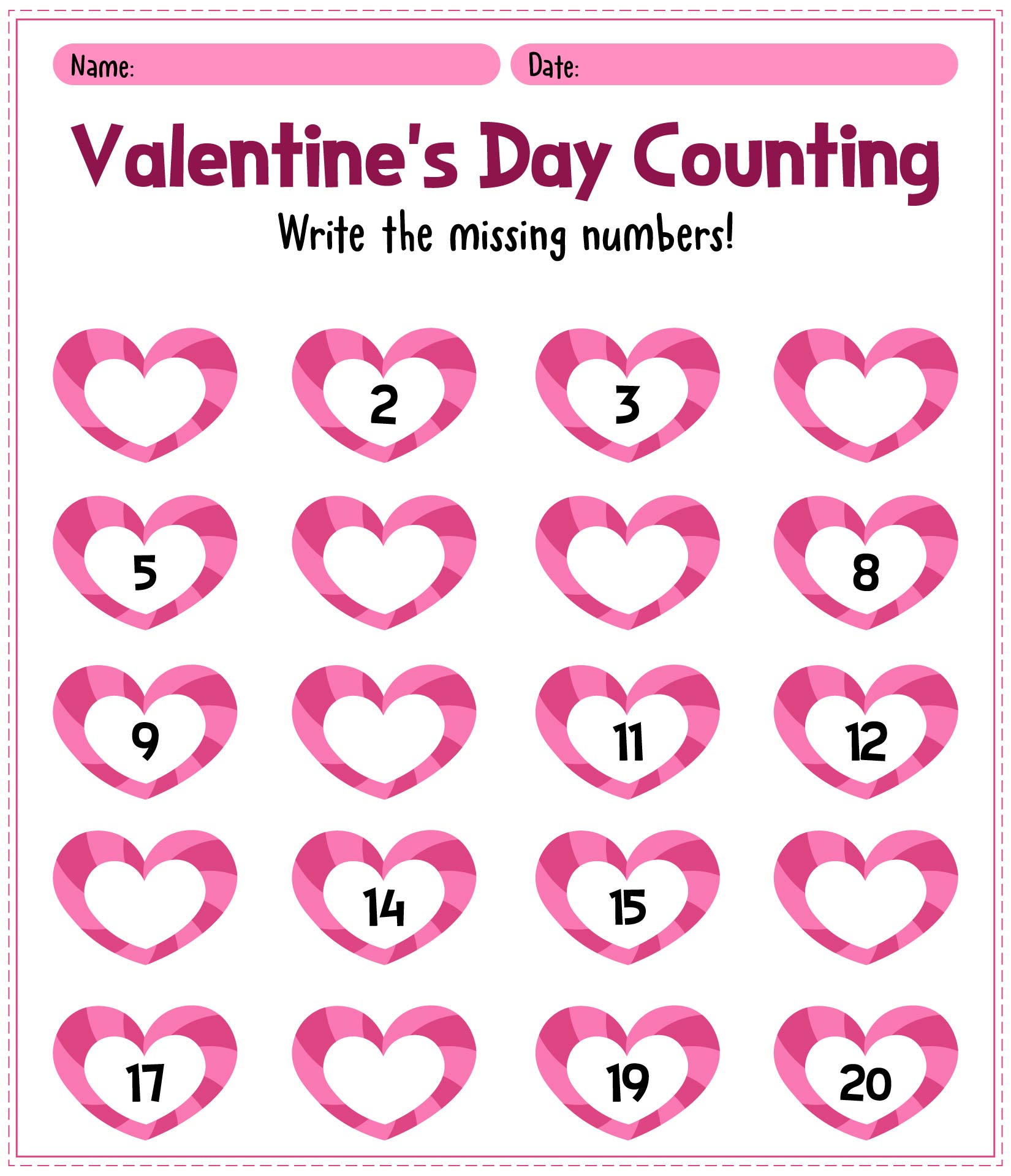 Hearts and Numbers: Valentine’s Day Math Sheets