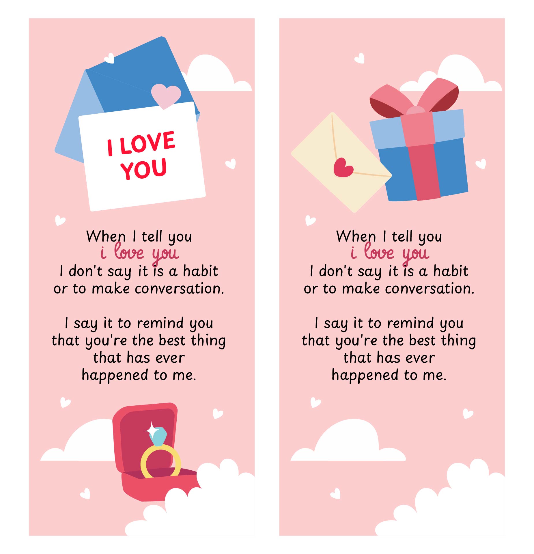 I Love You Bookmarks for Him and Her